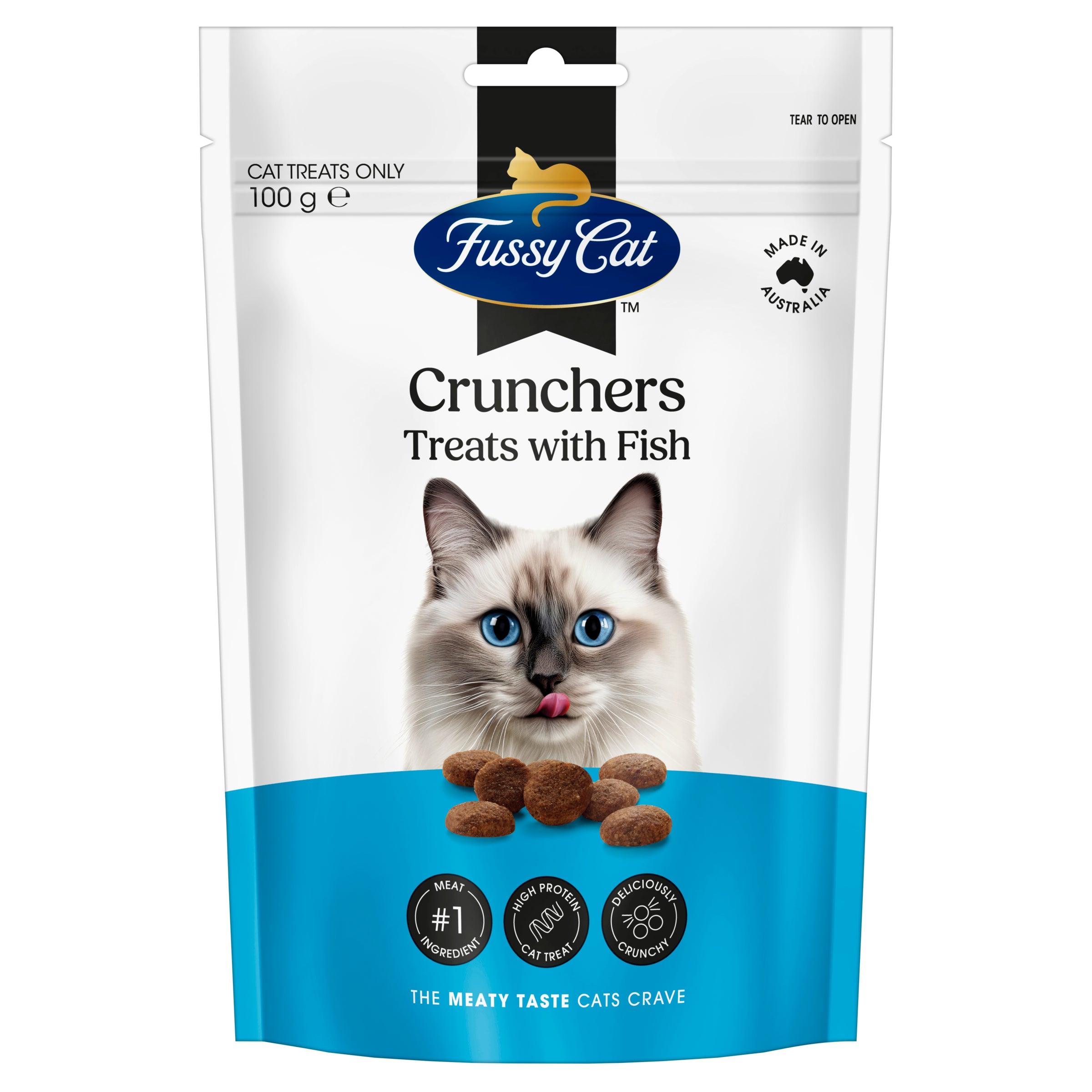 Fussy Cat Grain Free Crunchers with Fish Cat Treats 100g