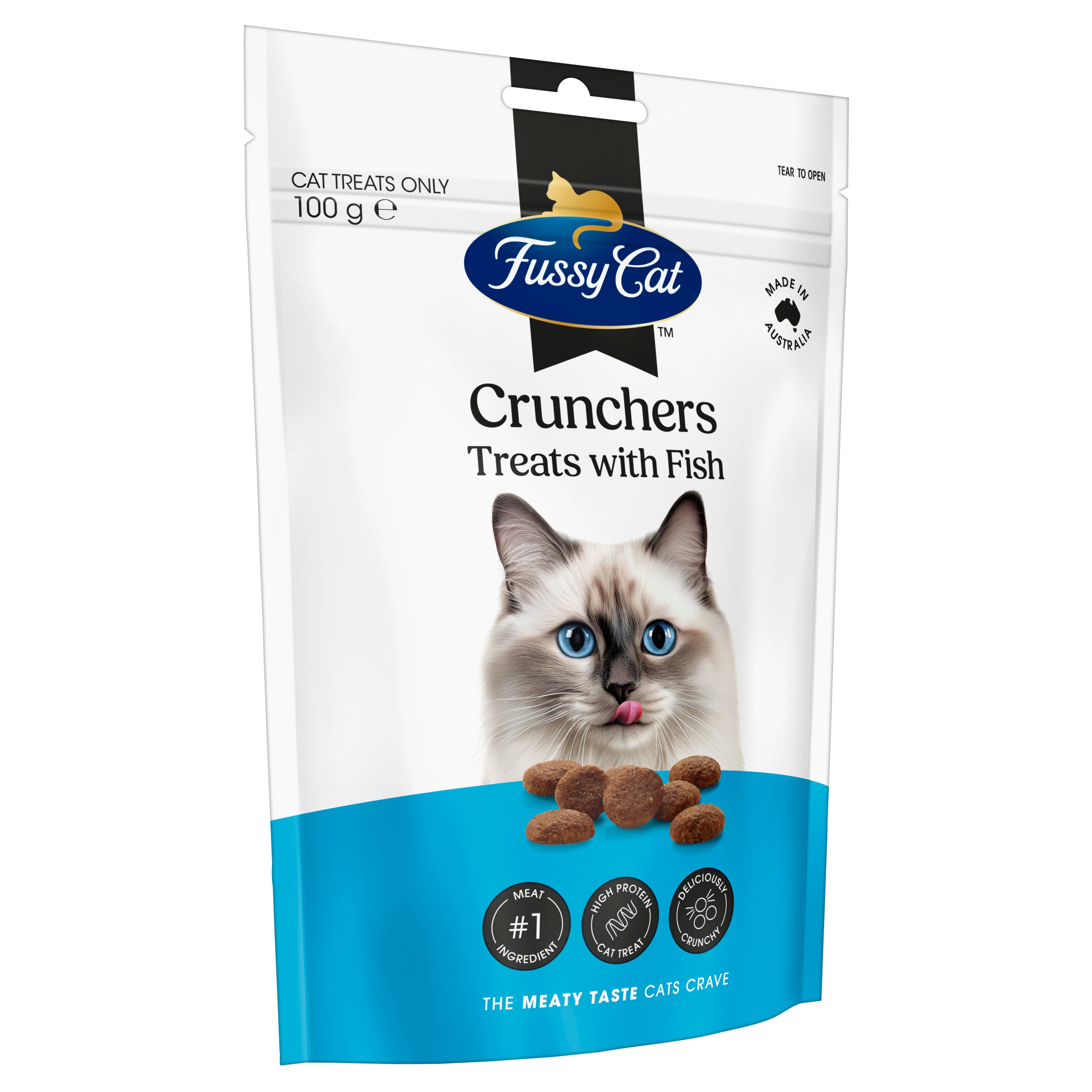 Fussy Cat Grain Free Crunchers with Fish Cat Treats 100g
