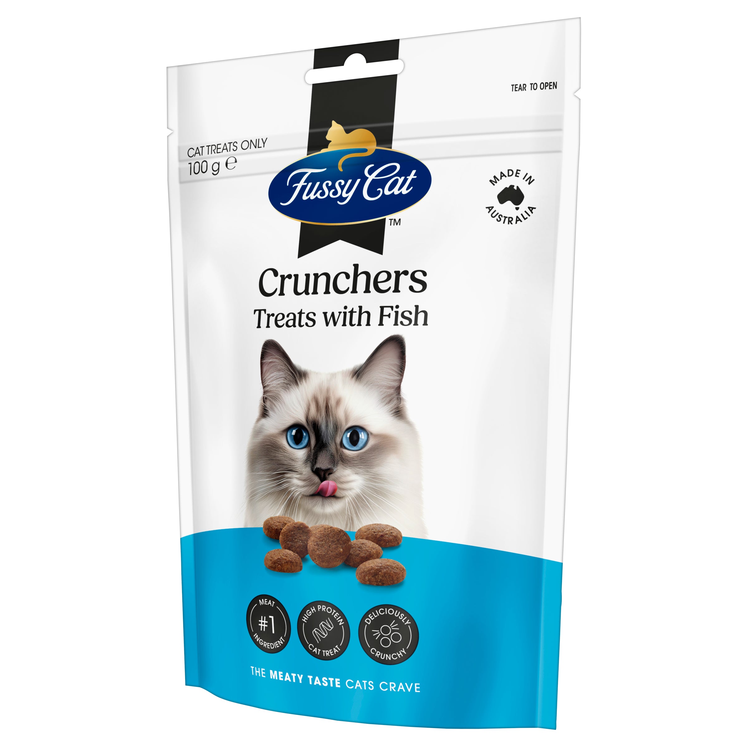 Fussy Cat Grain Free Crunchers with Fish Cat Treats 100g