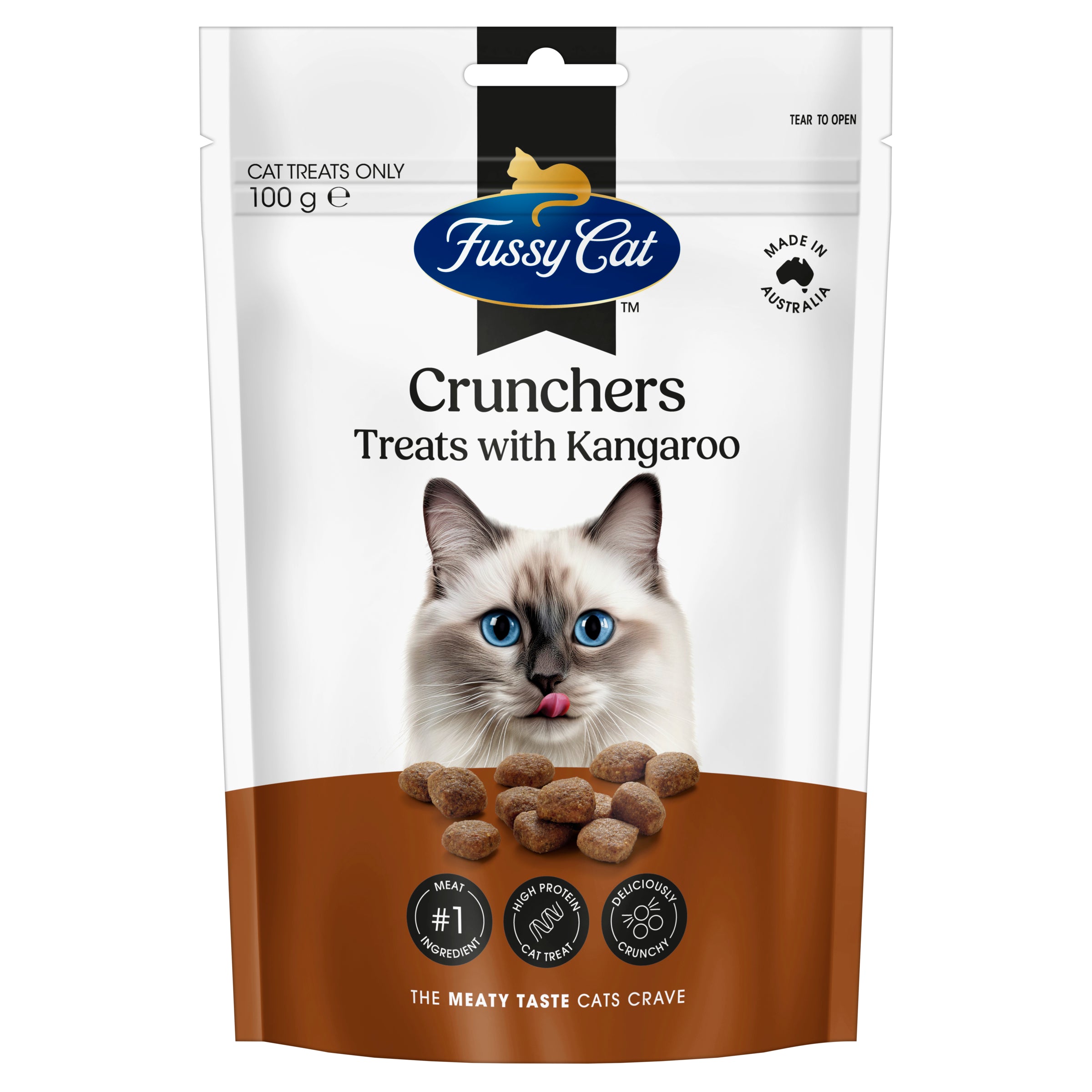 Fussy Cat Grain Free Crunchers with Kangaroo Cat Treat 100g