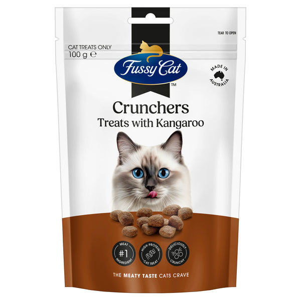 Fussy Cat Grain Free Crunchers with Kangaroo Cat Treat 100g