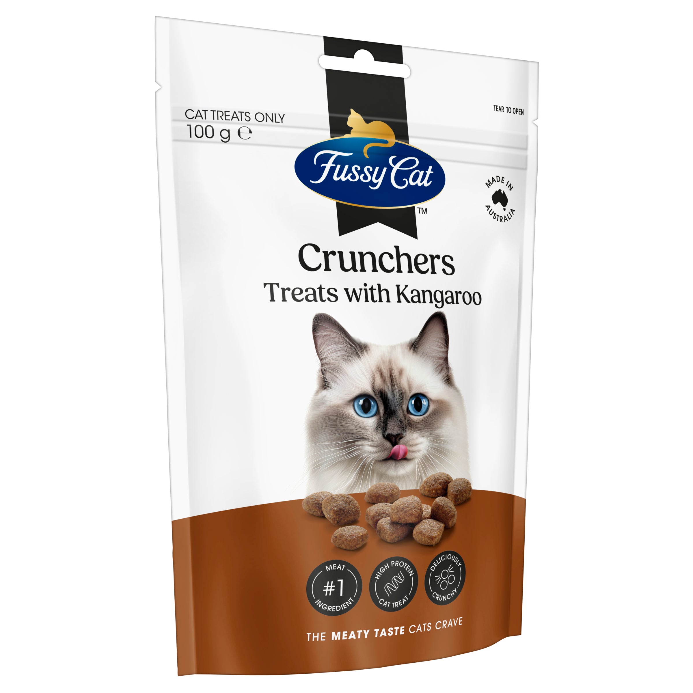 Fussy Cat Grain Free Crunchers with Kangaroo Cat Treat 100g