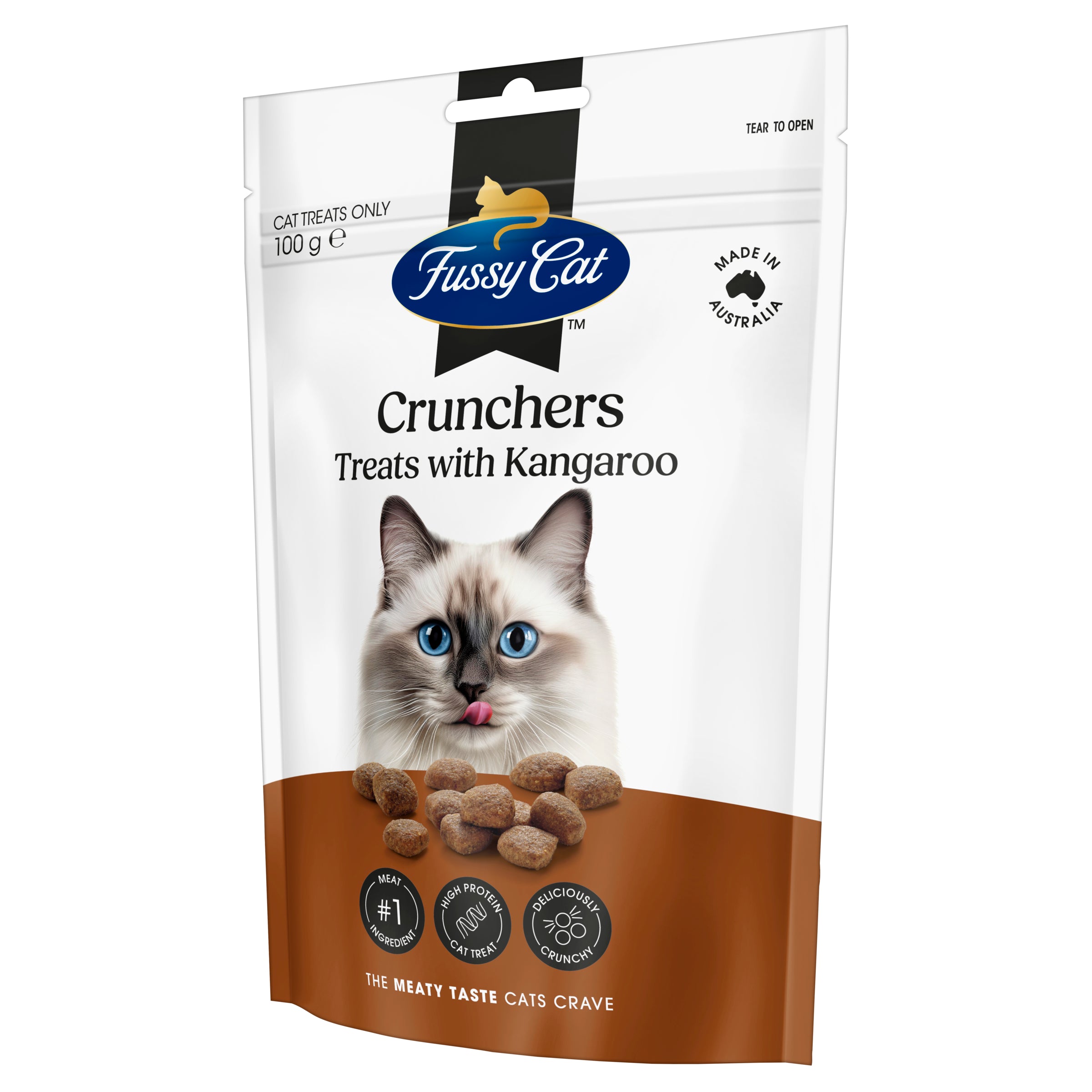 Fussy Cat Grain Free Crunchers with Kangaroo Cat Treat 100g