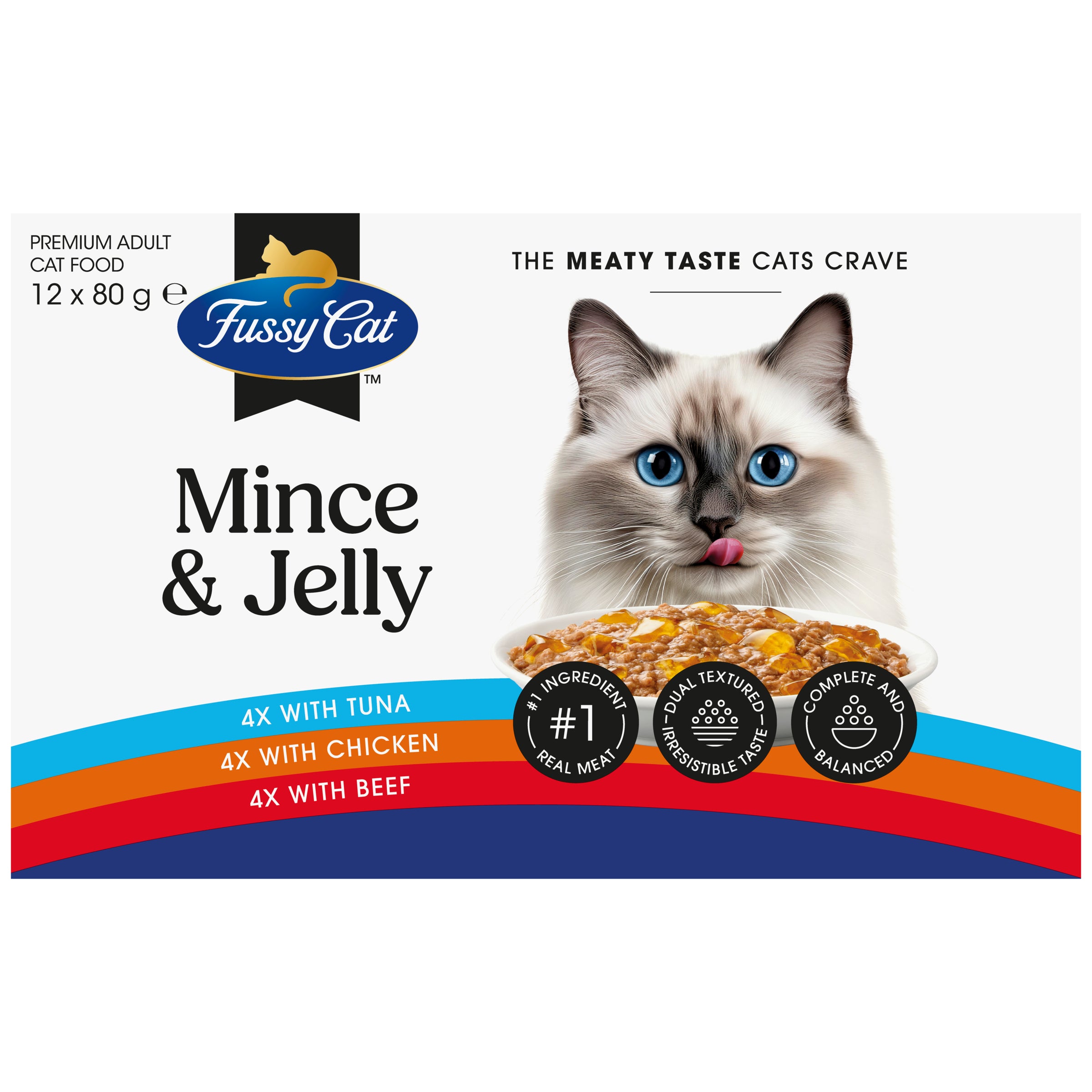 Fussy Cat Twice as Tasty Grain Free Mince & Jelly Wet Cat Food 12x80g