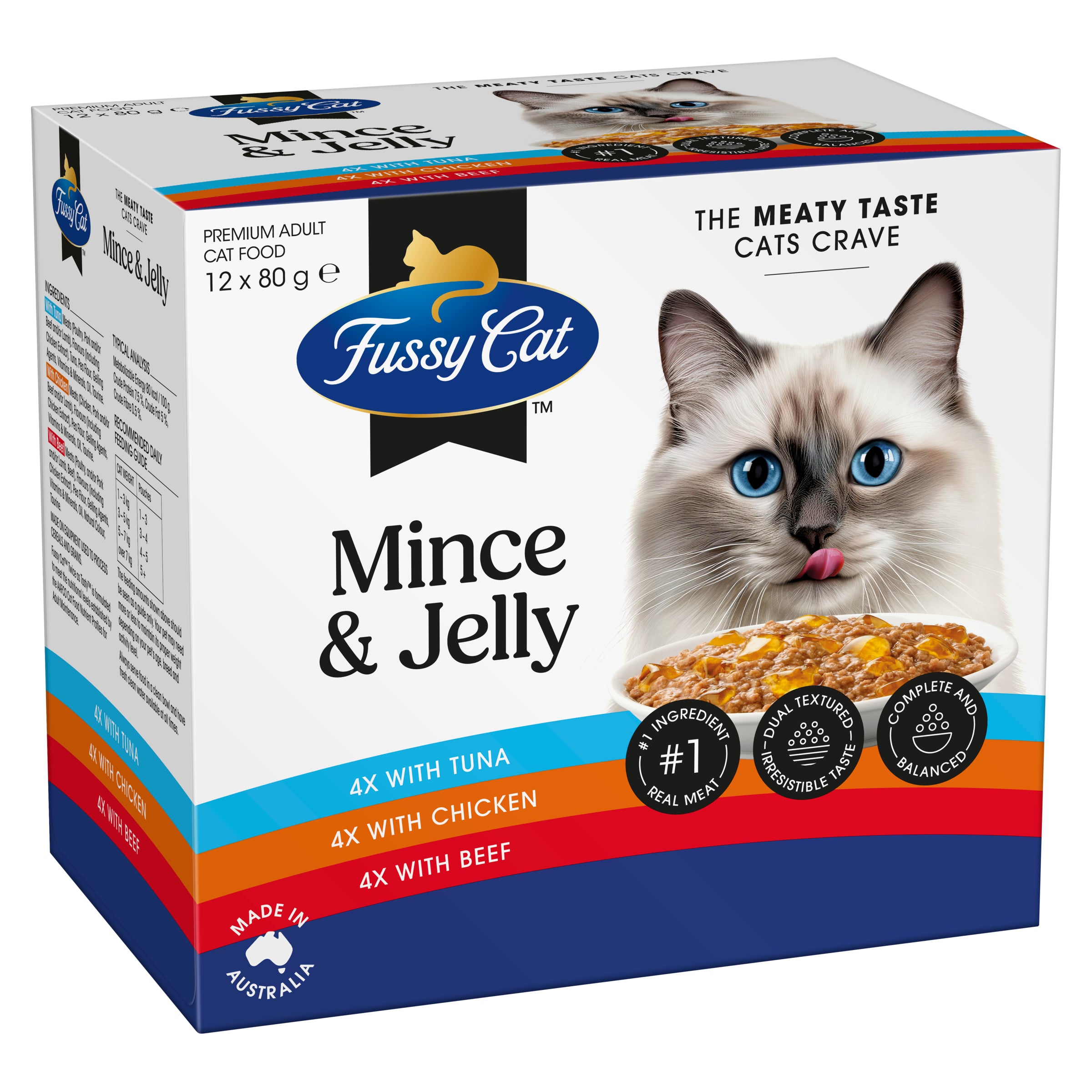 Fussy Cat Twice as Tasty Grain Free Mince & Jelly Wet Cat Food 12x80g
