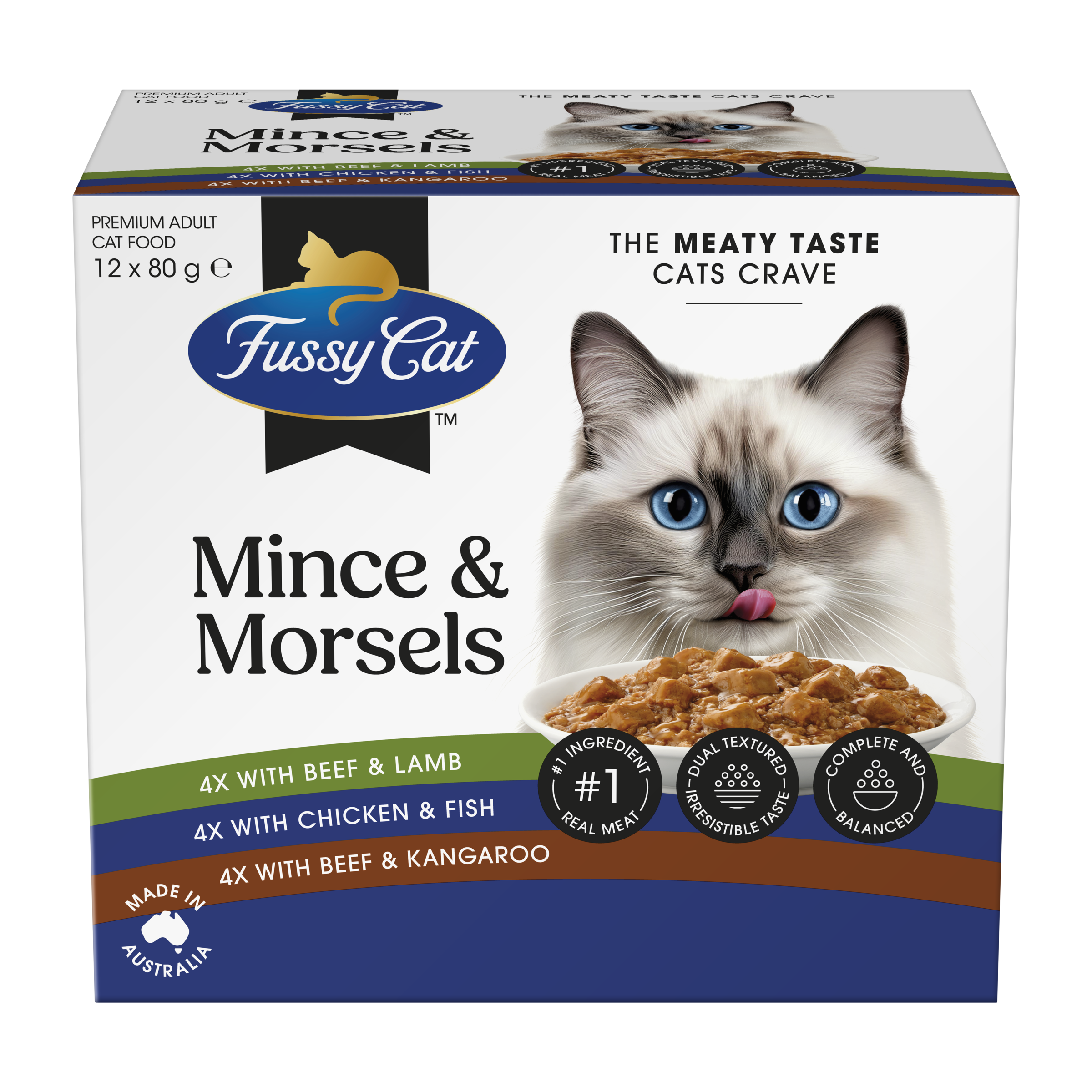 Fussy Cat Twice as Tasty Grain Free Mince & Morsels Wet Cat Food 12x80g