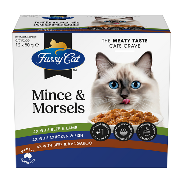 Fussy Cat Twice as Tasty Grain Free Mince & Morsels Wet Cat Food 12x80g