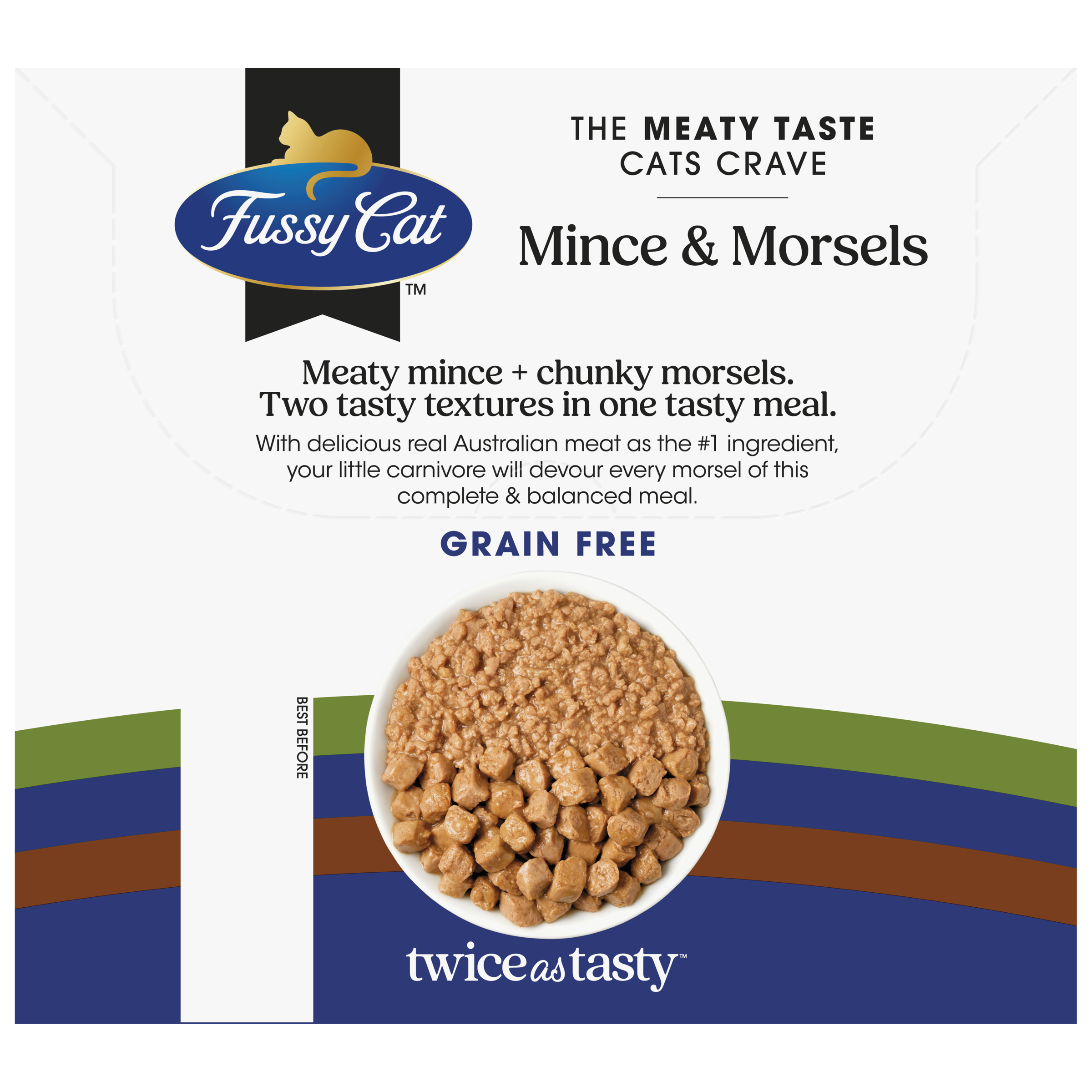 Fussy Cat Twice as Tasty Grain Free Mince & Morsels Wet Cat Food 12x80g