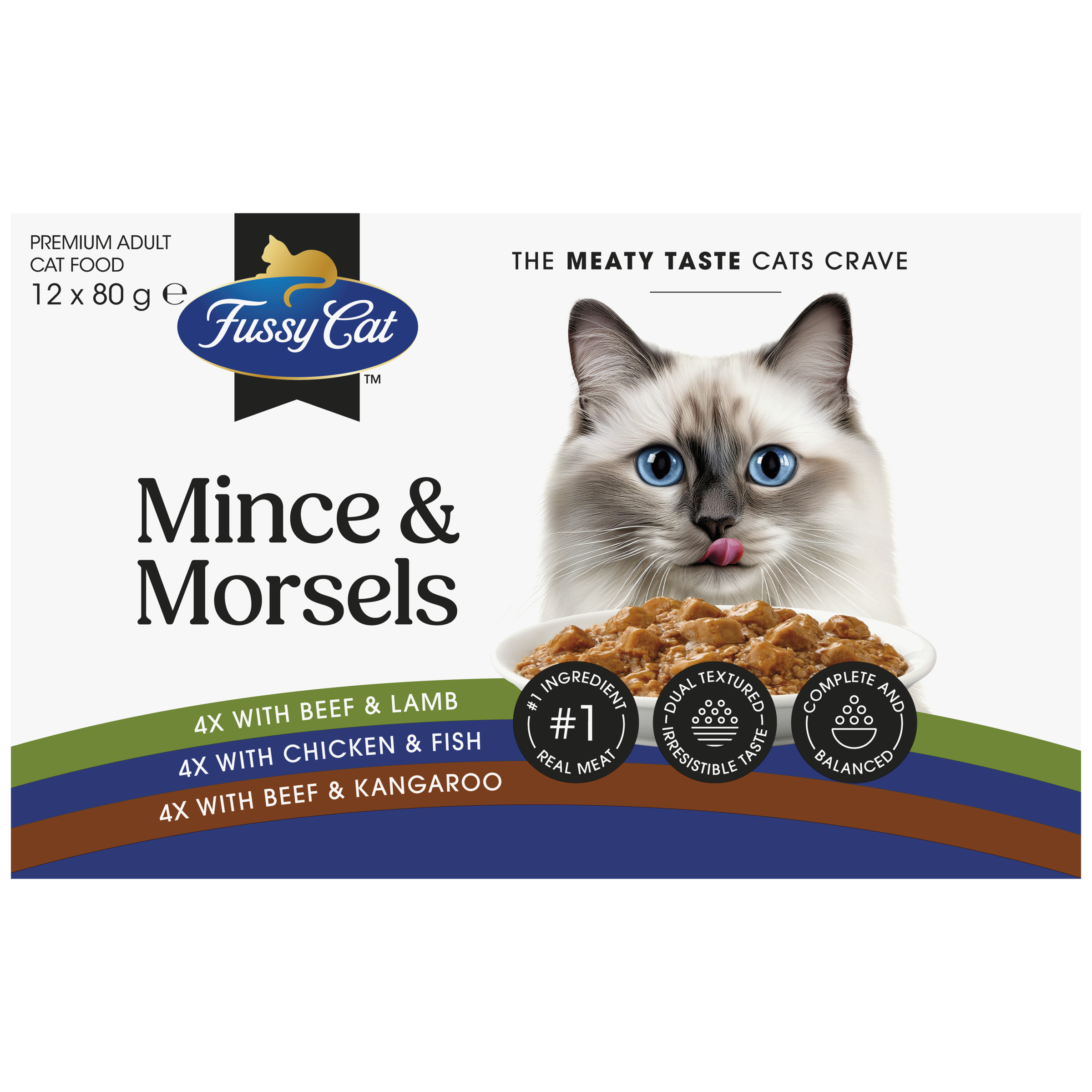 Fussy Cat Twice as Tasty Grain Free Mince & Morsels Wet Cat Food 12x80g