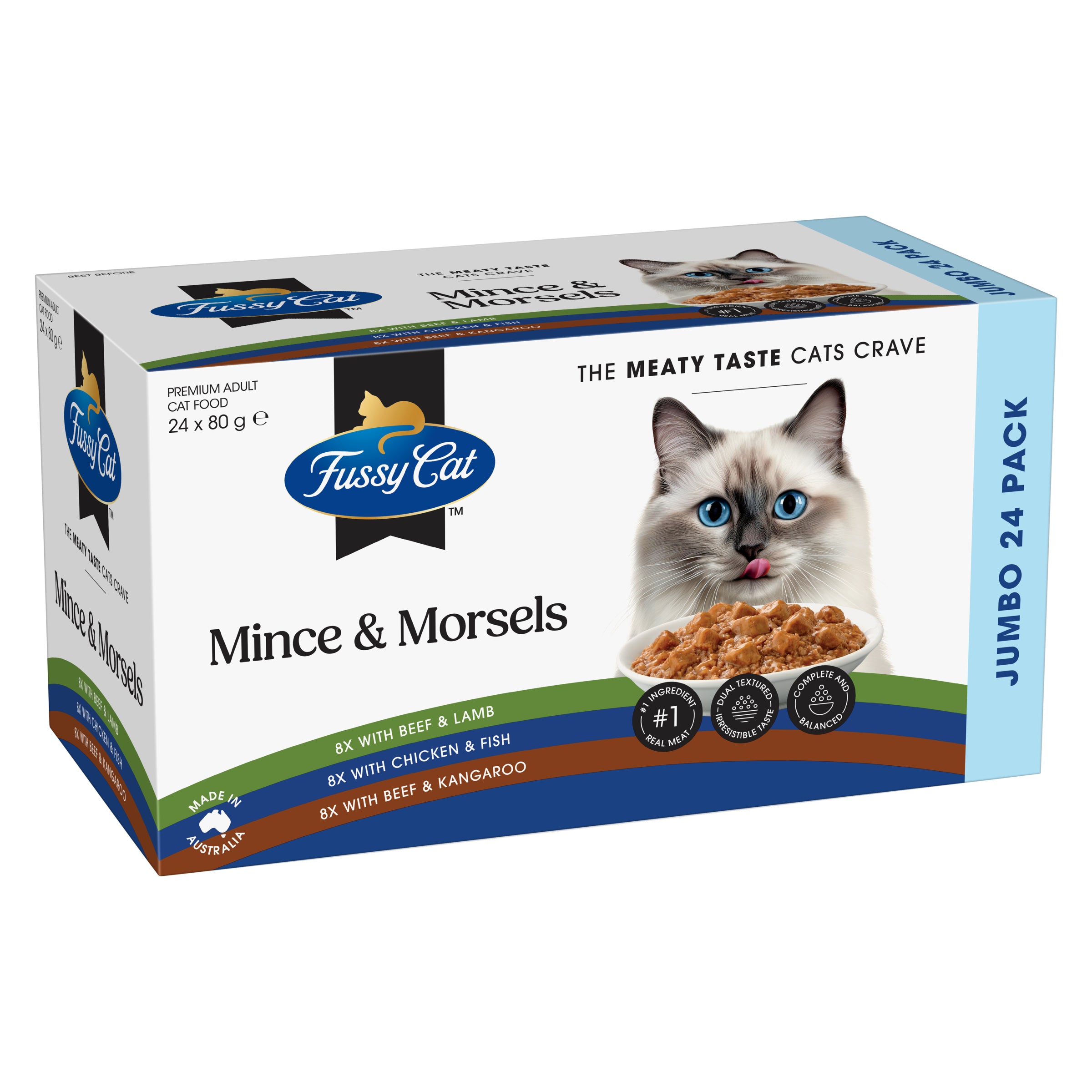 Fussy Cat Twice as Tasty Grain Free Mince & Morsels Wet Cat Food 24x80g