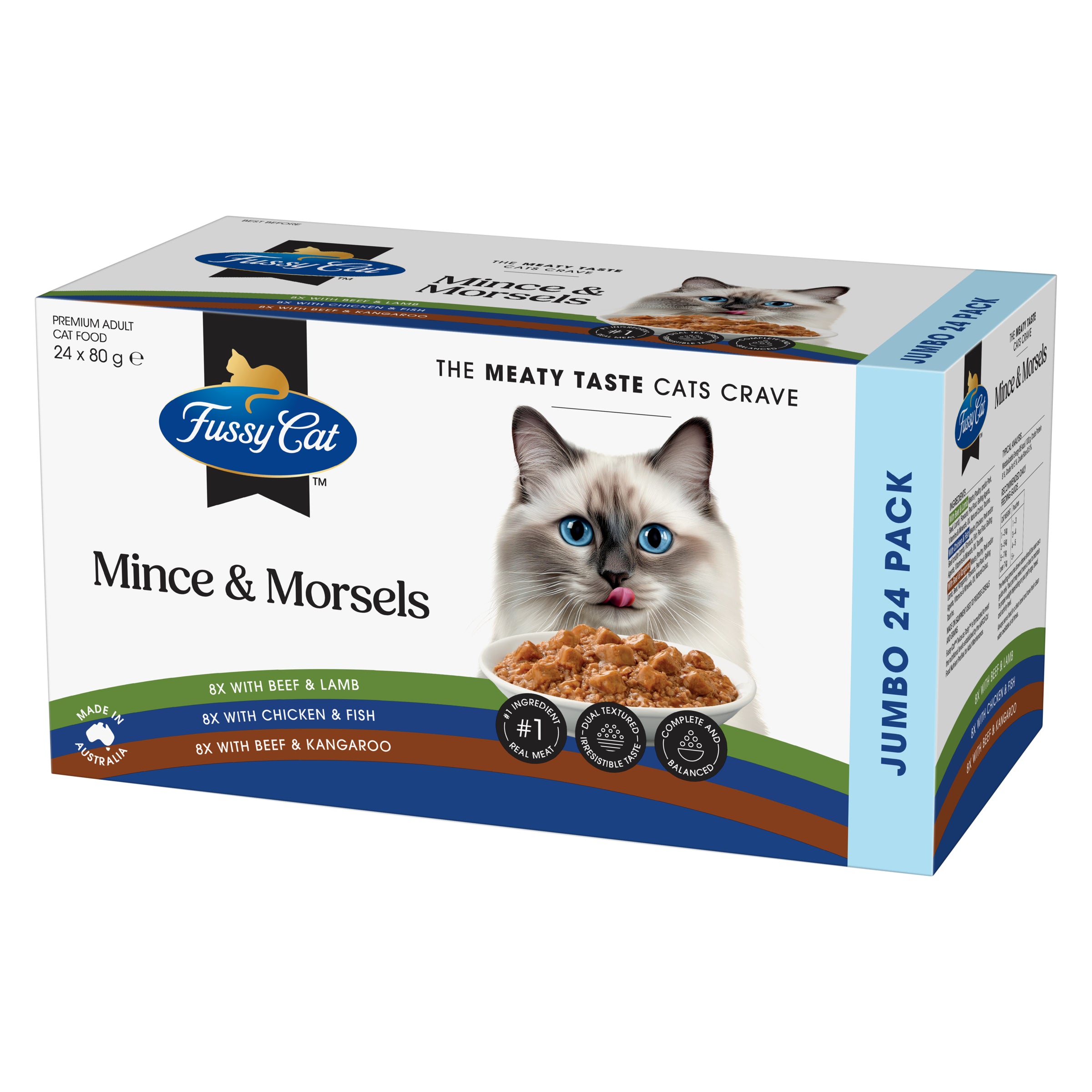 Fussy Cat Twice as Tasty Grain Free Mince & Morsels Wet Cat Food 24x80g