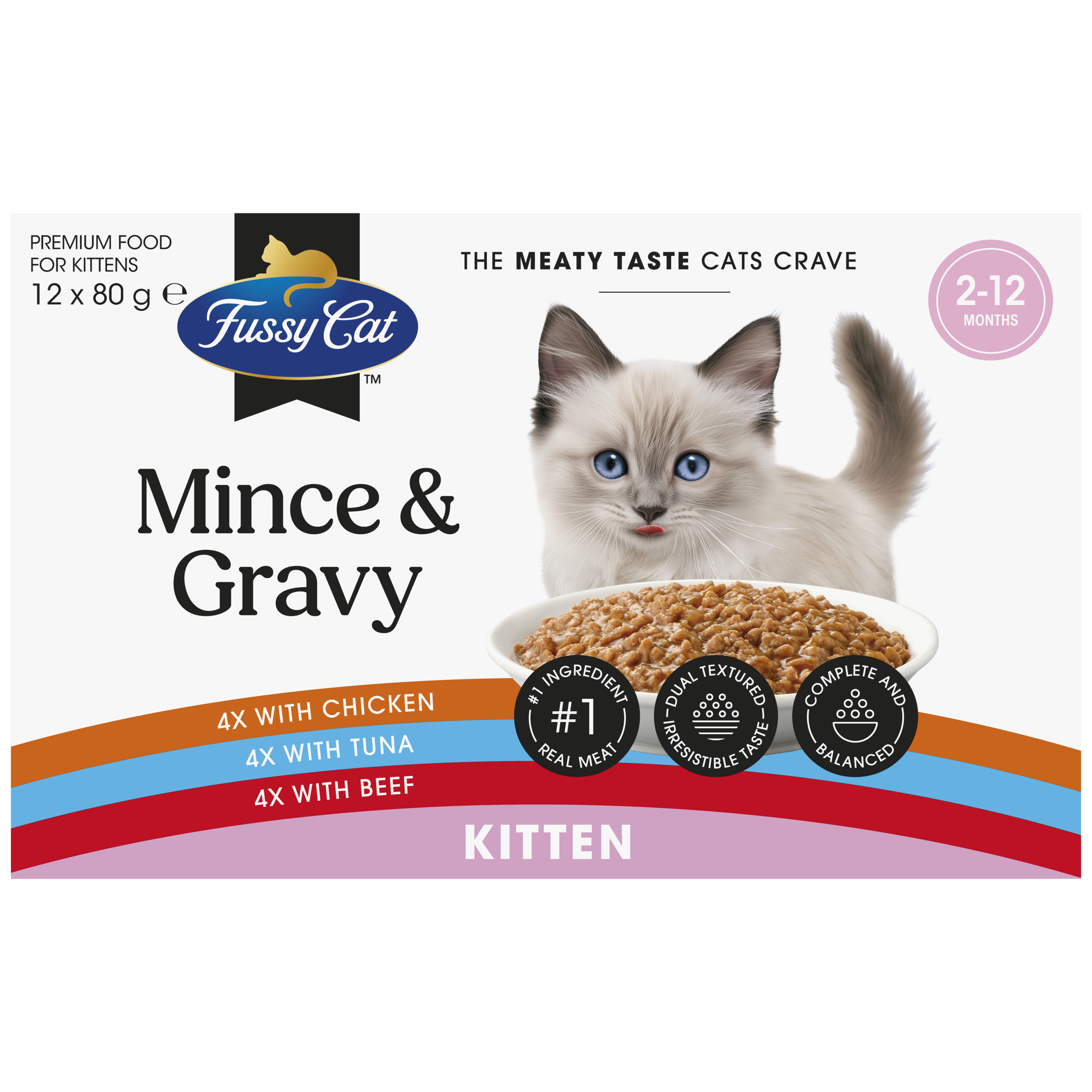Fussy Cat Twice as Tasty Grain Free Kitten Wet Food 12x80g