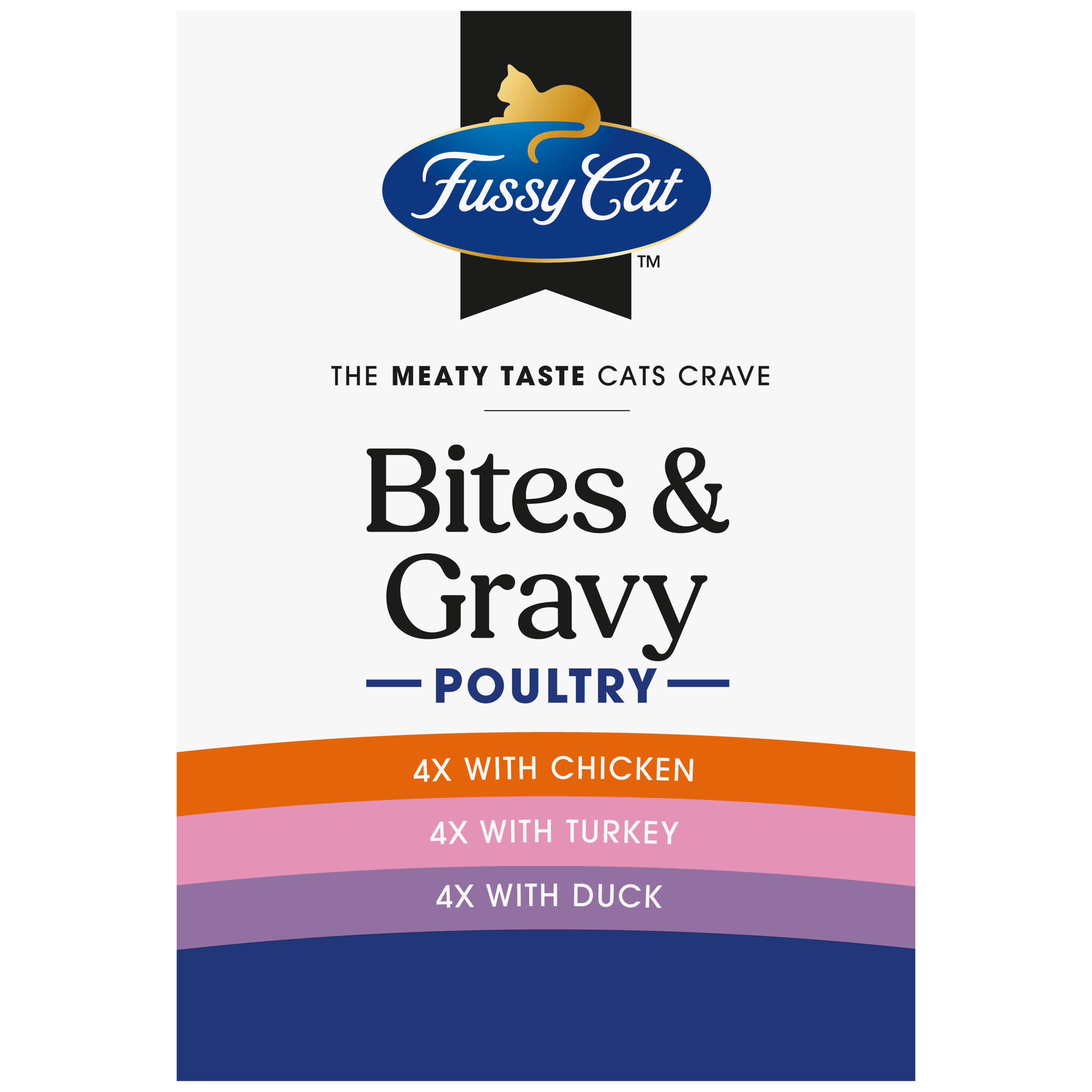 Fussy Cat Twice as Tasty Grain Free Bites & Gravy Poultry Wet Cat Food 12x80g