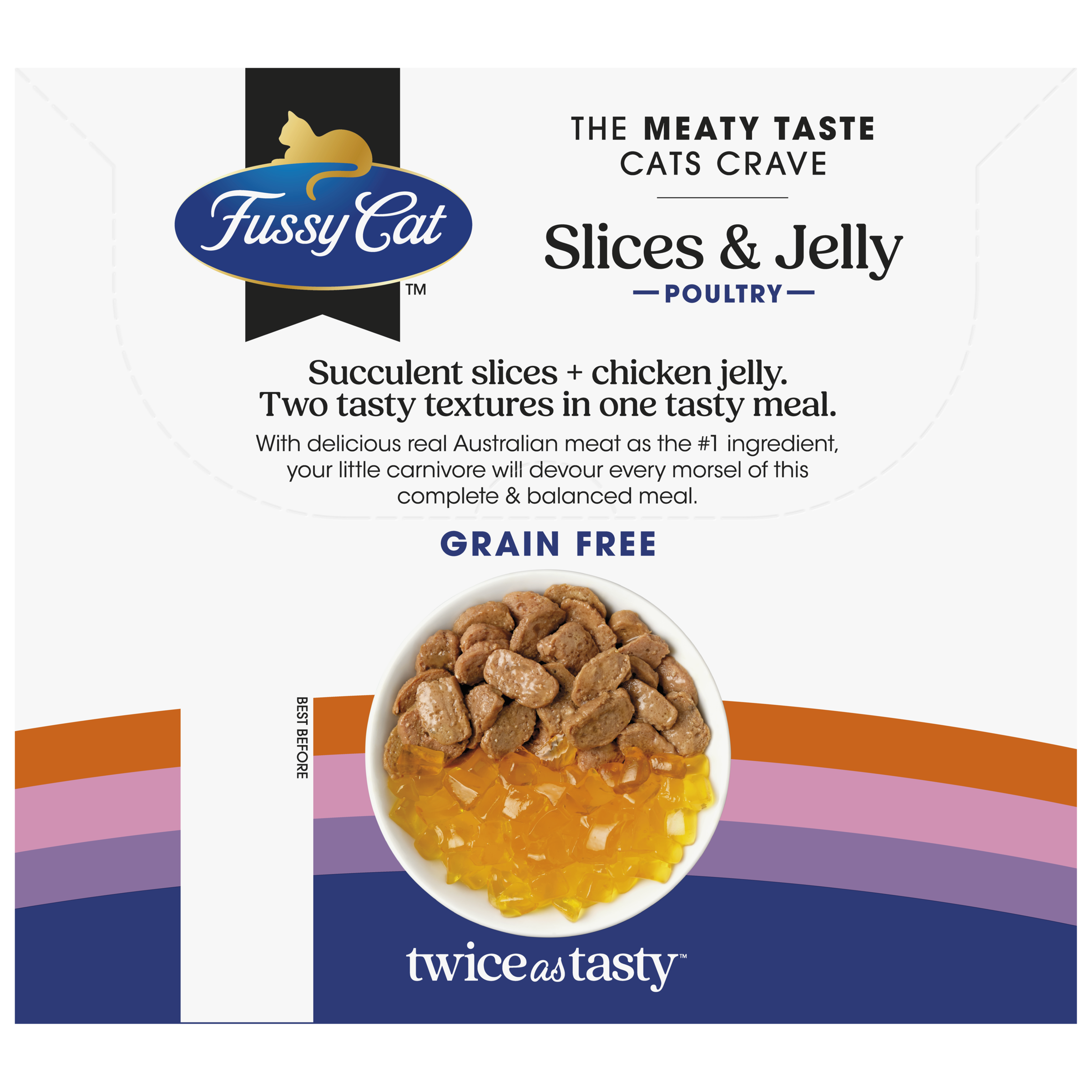 Fussy Cat Twice as Tasty Grain Free Slices & Jelly Poultry Wet Cat Food 12x80g