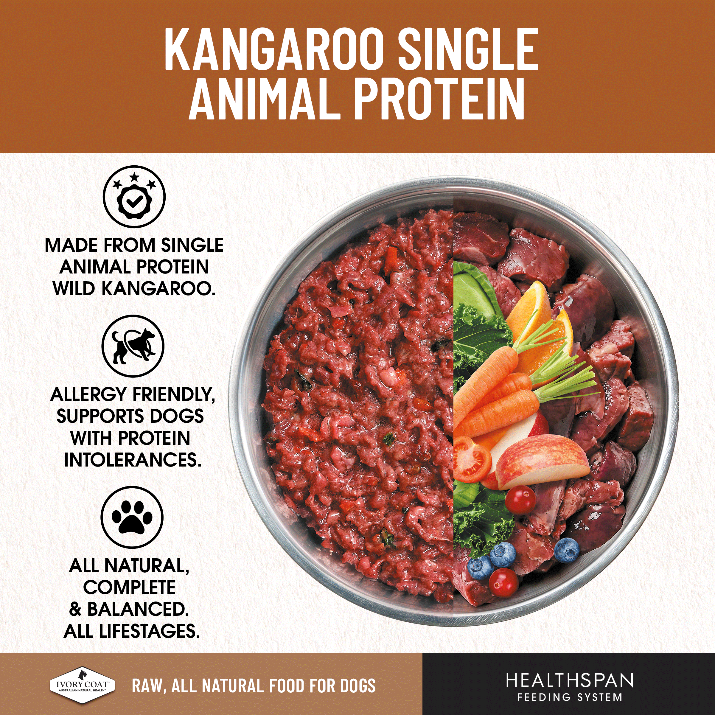 Ivory Coat Raw Diet Kangaroo single animal protein 12 x 227g