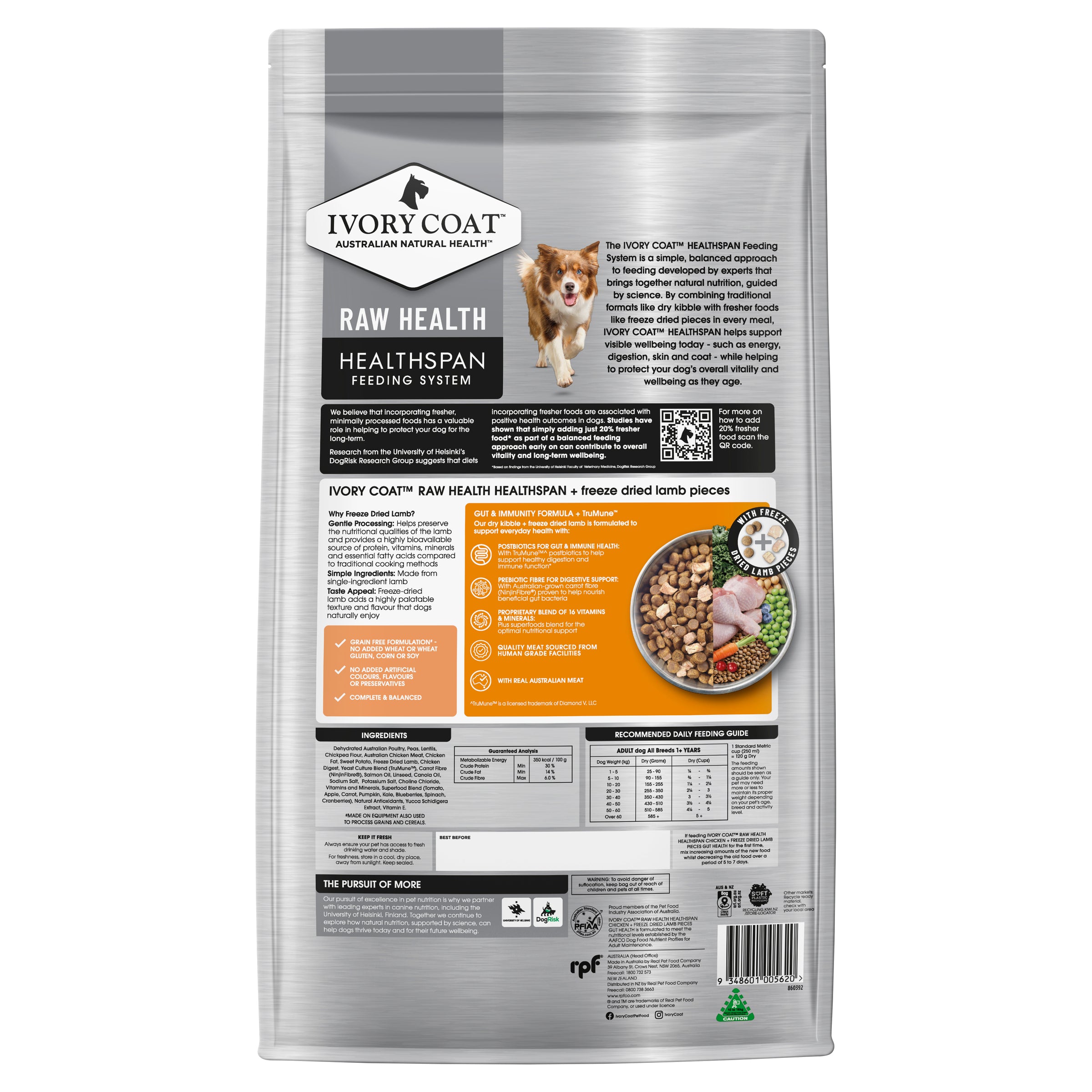 Ivory Coat Raw Health Dry Dog Food Gut Health 10kg