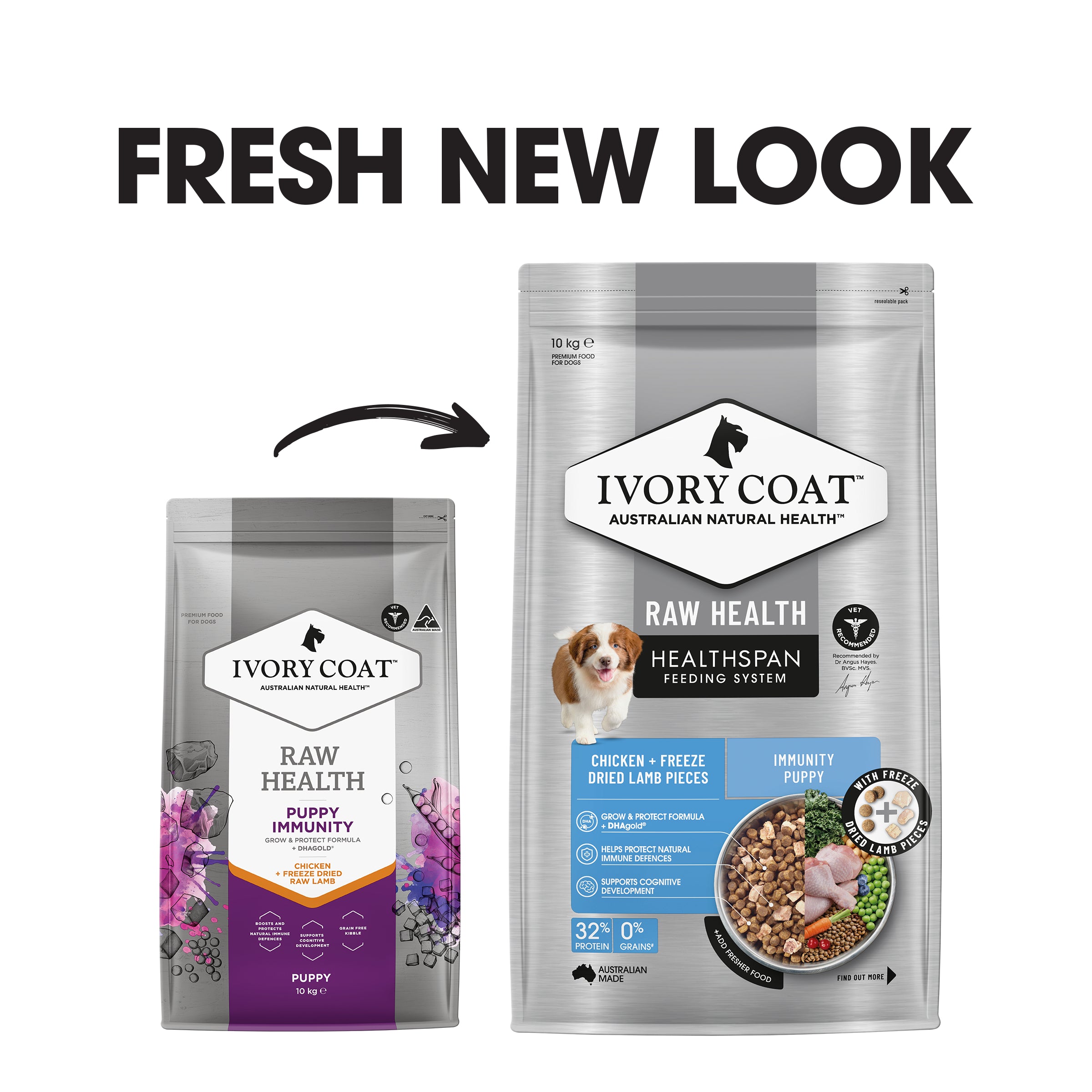 Ivory Coat Raw Health Dry Dog Food Puppy Immunity 10kg