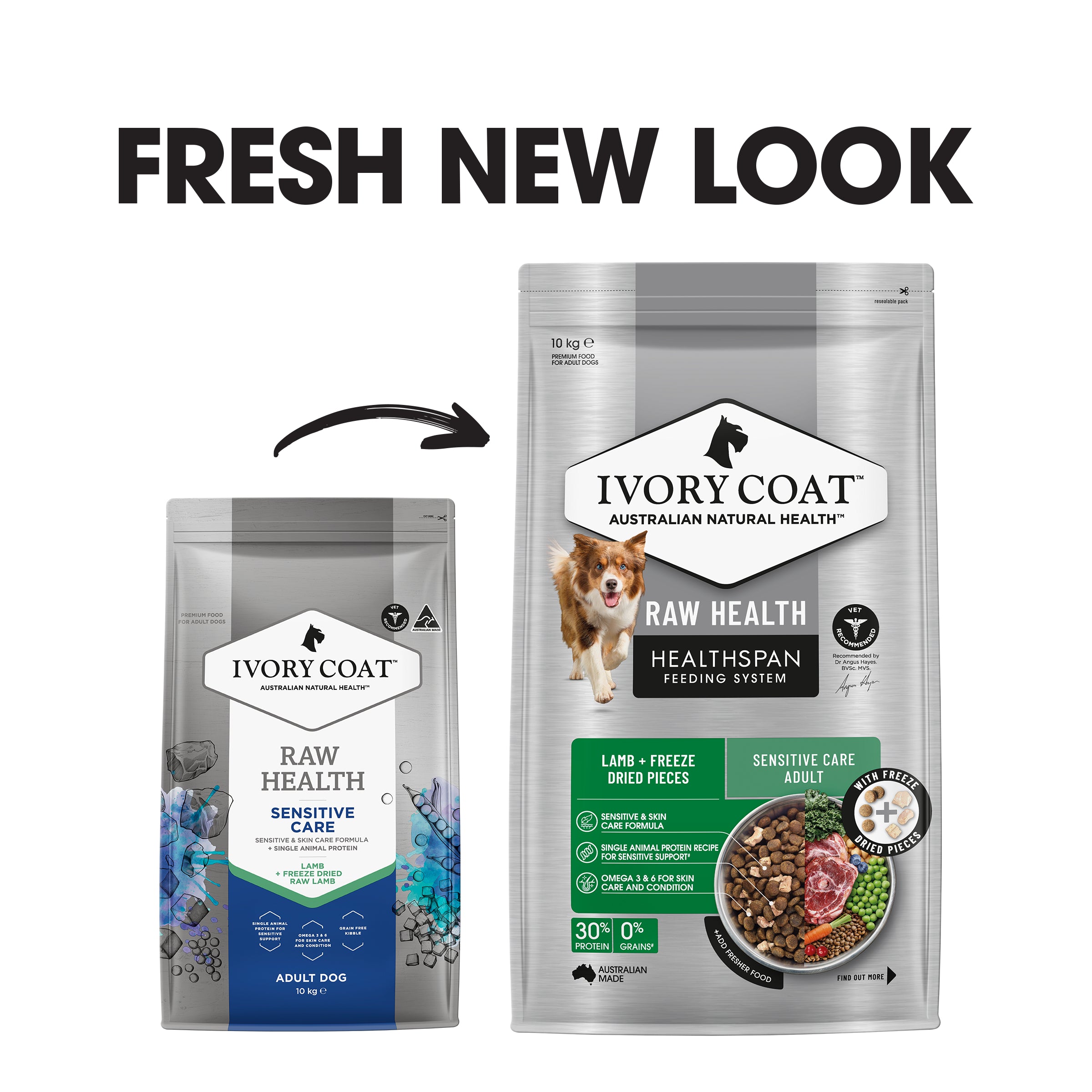 Ivory Coat Raw Health Dry Dog Food Sensitive Care 10kg