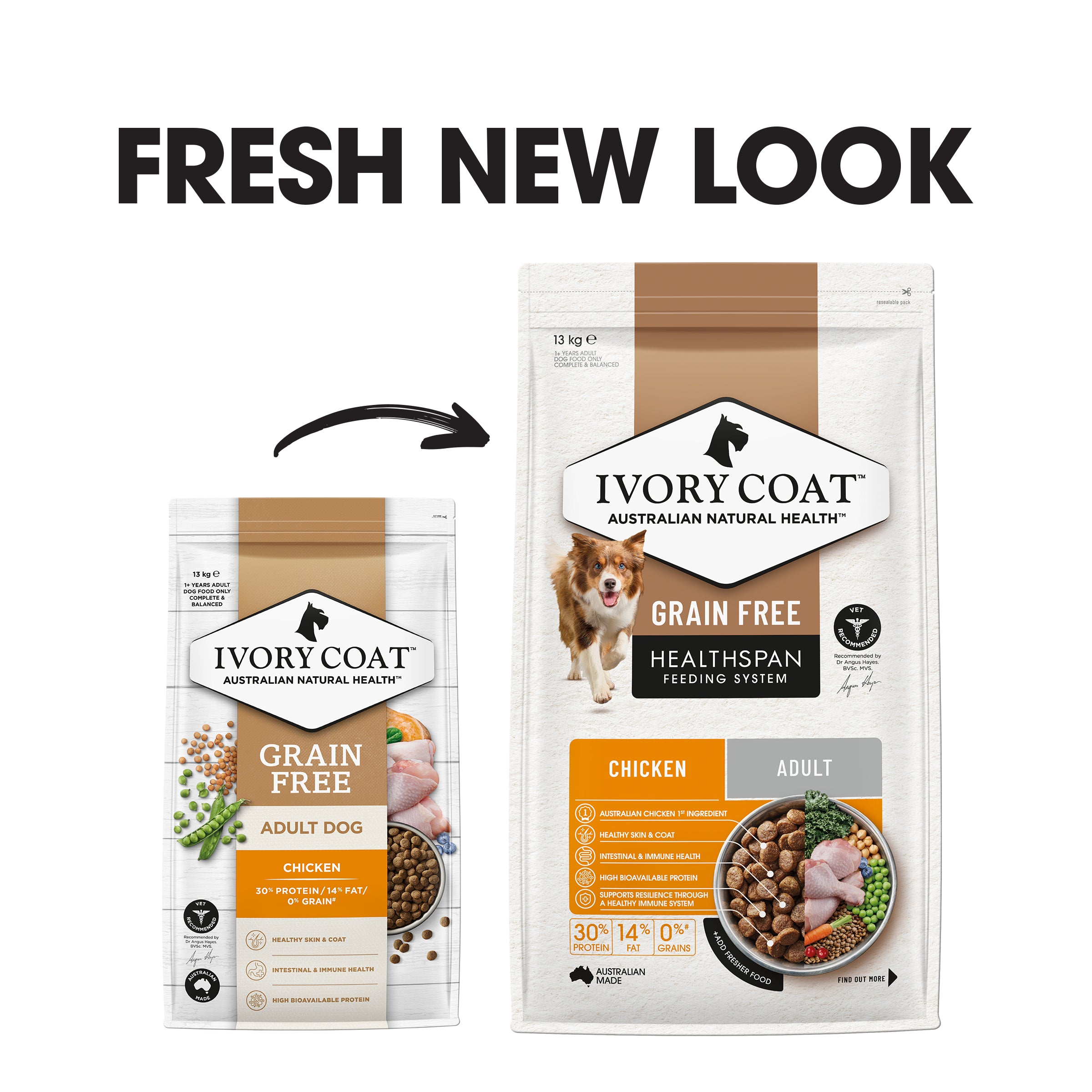 IVORY COAT Grain Free Adult Dry Dog Food Chicken 13kg