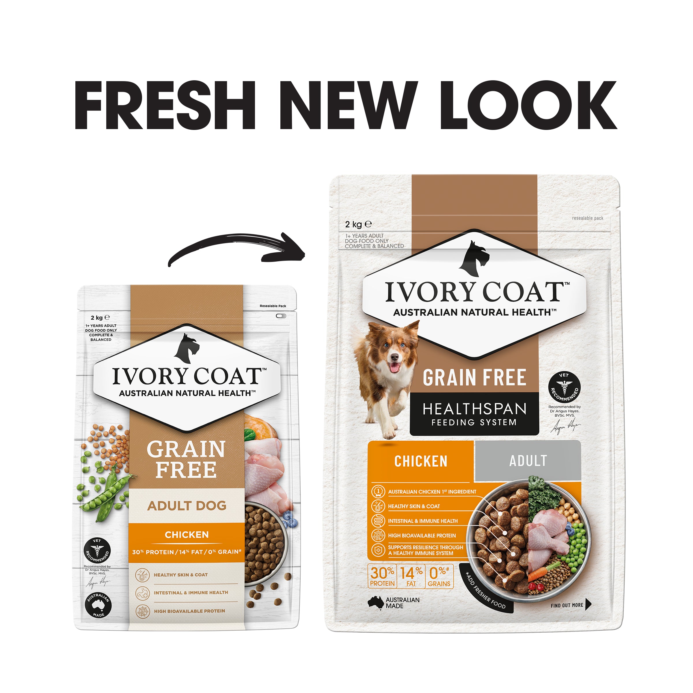IVORY COAT Grain Free Adult Dry Dog Food Chicken 2kg