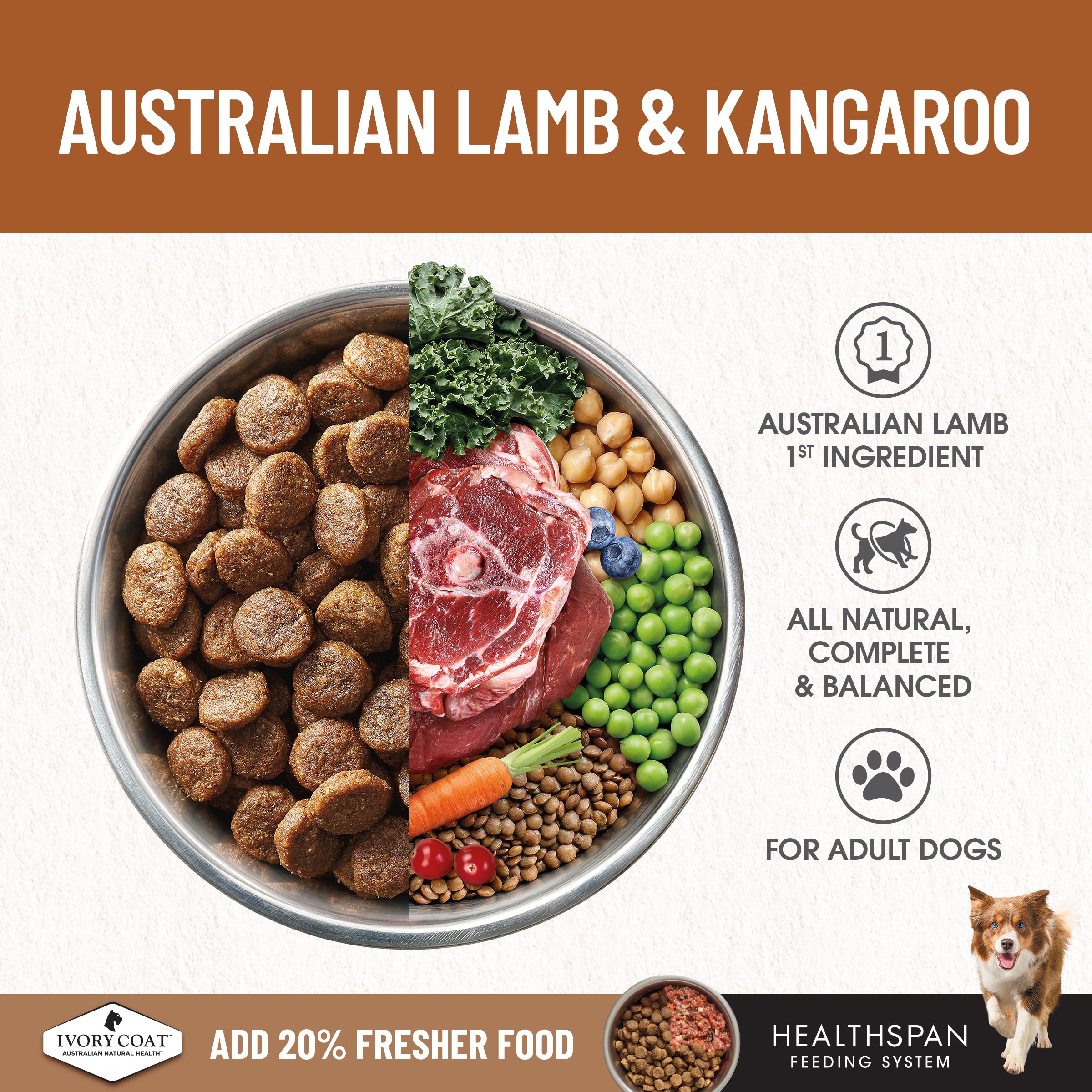 IVORY COAT Grain Free Adult Dry Dog Food Lamb & Kangaroo 13kg