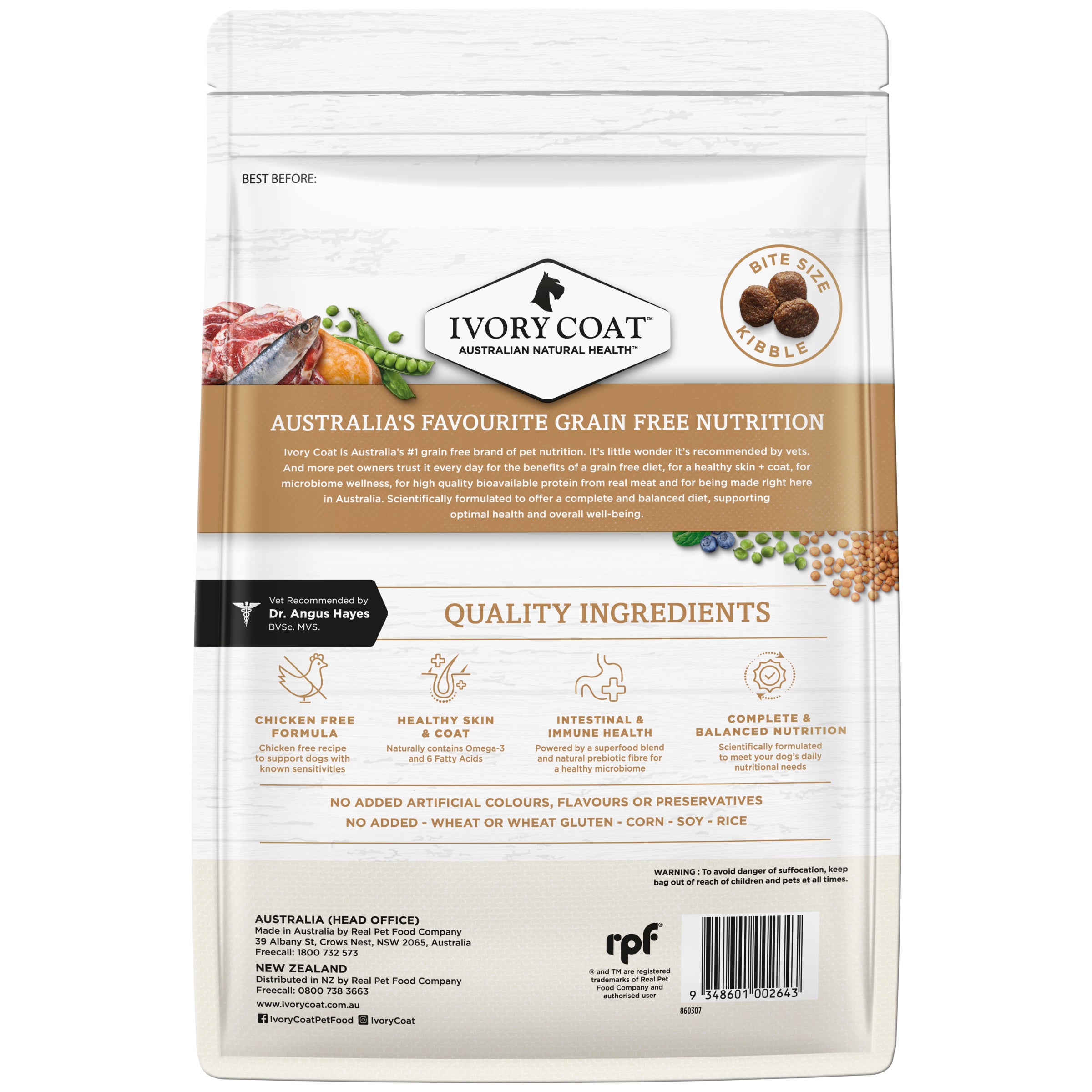 IVORY COAT Grain Free Adult Dry Dog Food Lamb & Sardine 2kg