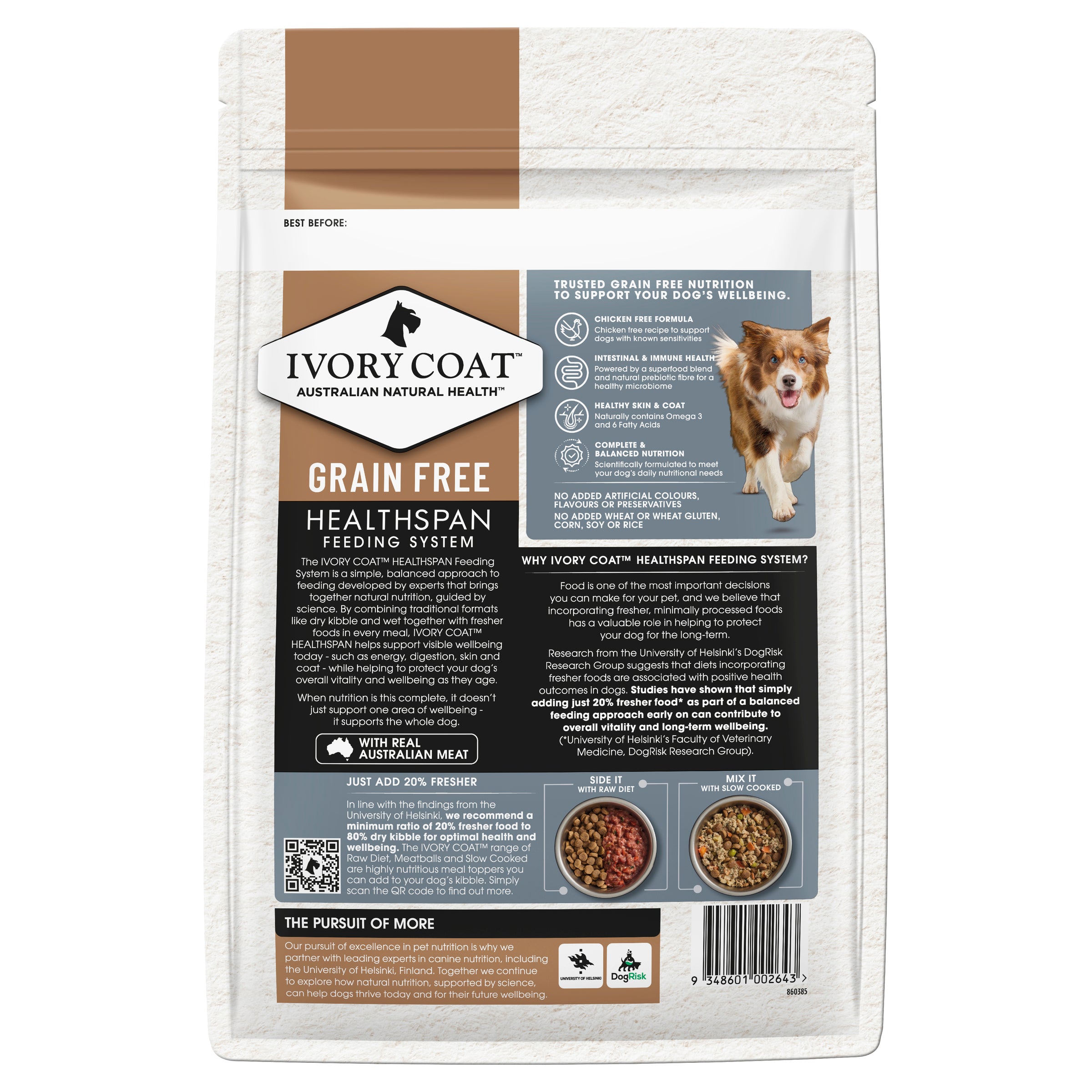 IVORY COAT Grain Free Adult Dry Dog Food Lamb & Sardine 2kg