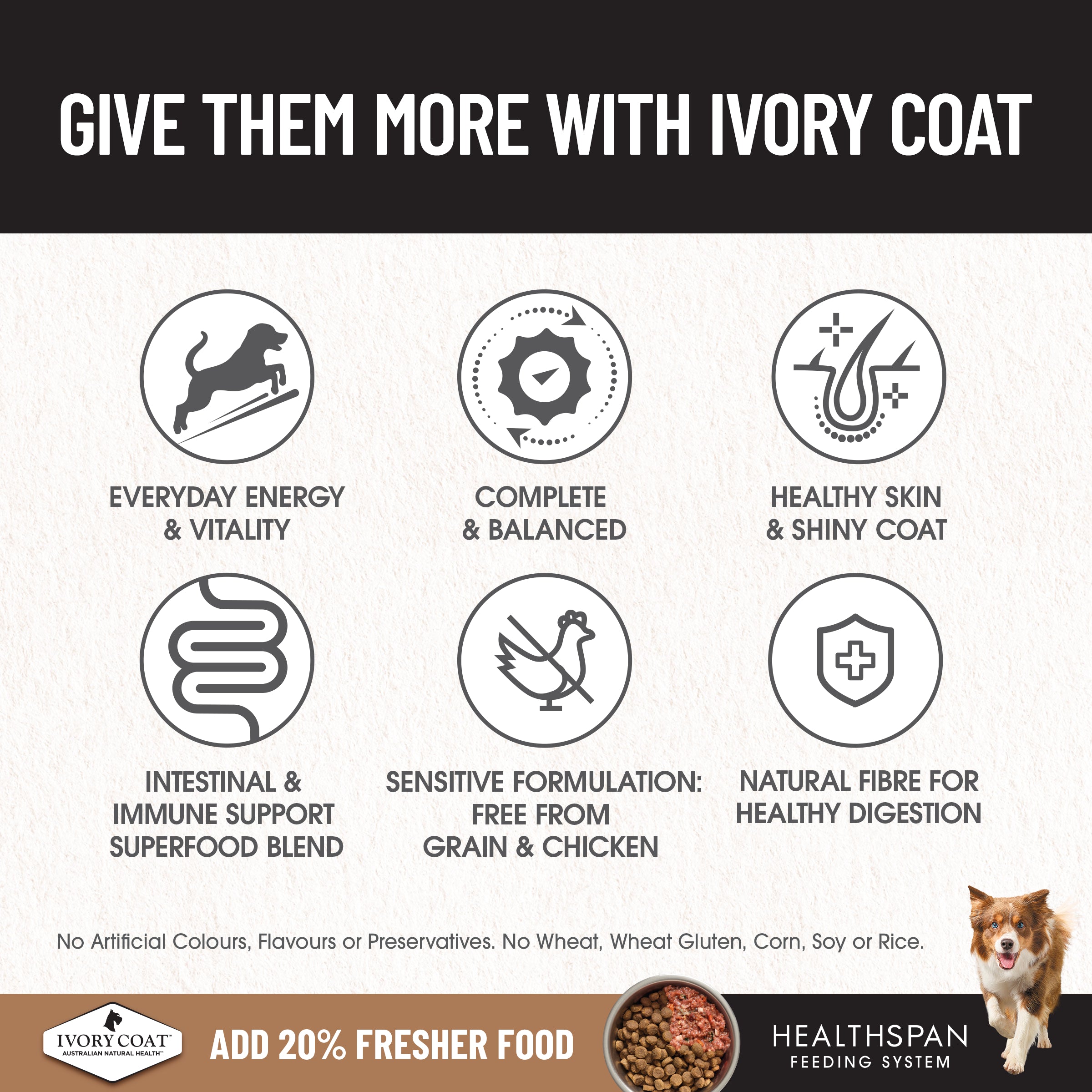 IVORY COAT Grain Free Adult Dry Dog Food Lamb & Sardine 2kg