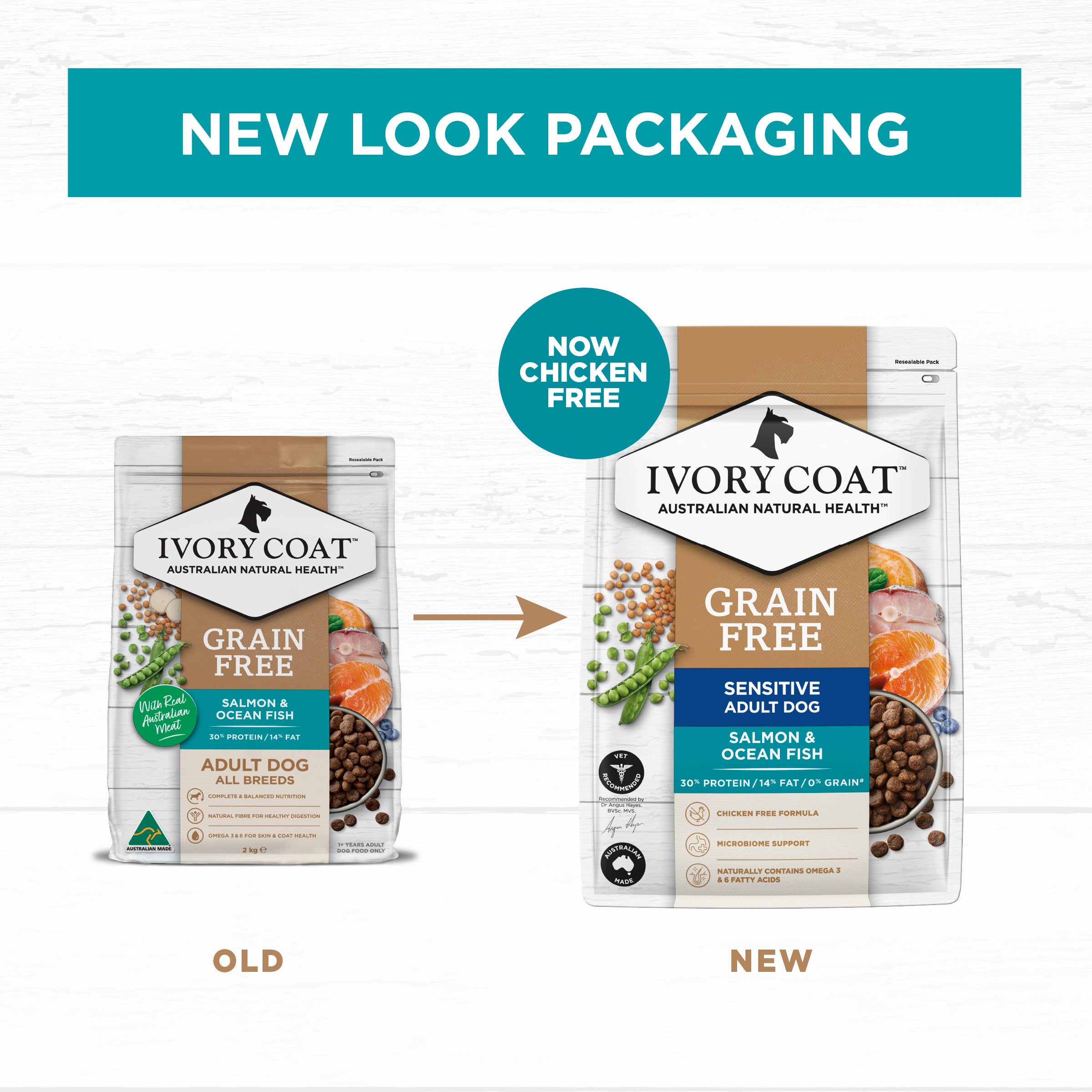 IVORY COAT Grain Free Adult Dry Dog Food Salmon & Ocean Fish 2kg