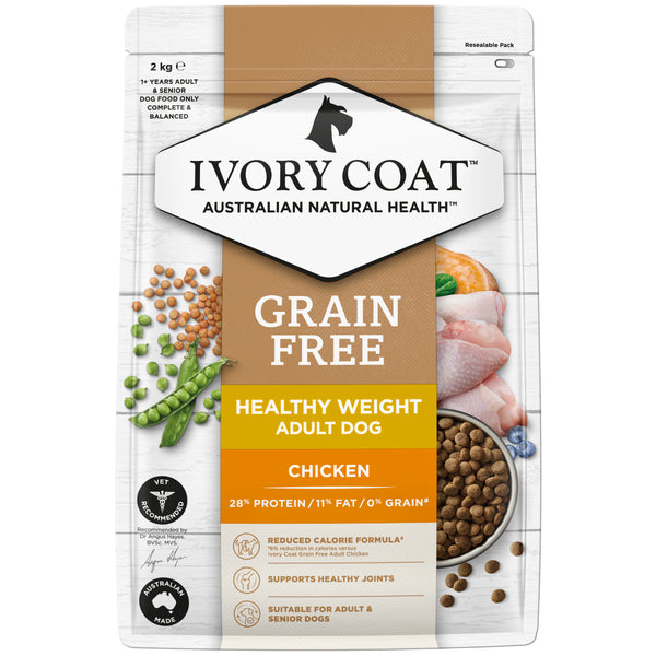 IVORY COAT Grain Free Healthy Weight Chicken Adult Dog Dry Food 2kg