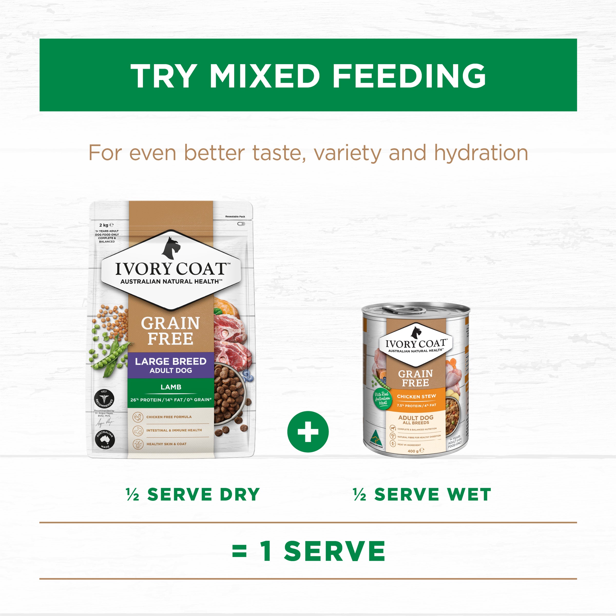 IVORY COAT Grain Free Large Breed Adult Dry Dog Food Lamb 13kg