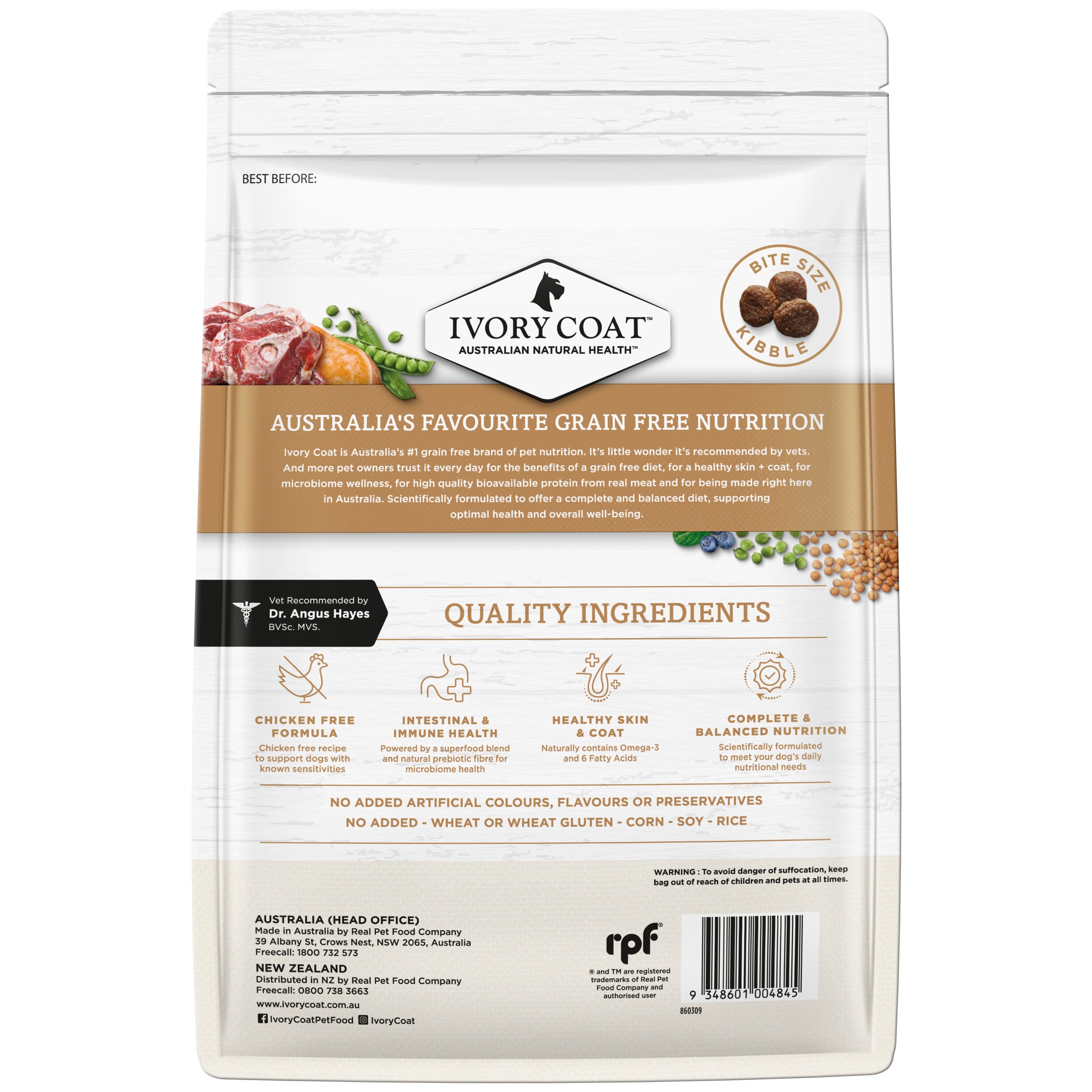 IVORY COAT Grain Free Large Breed Adult Dry Dog Food Lamb 2kg