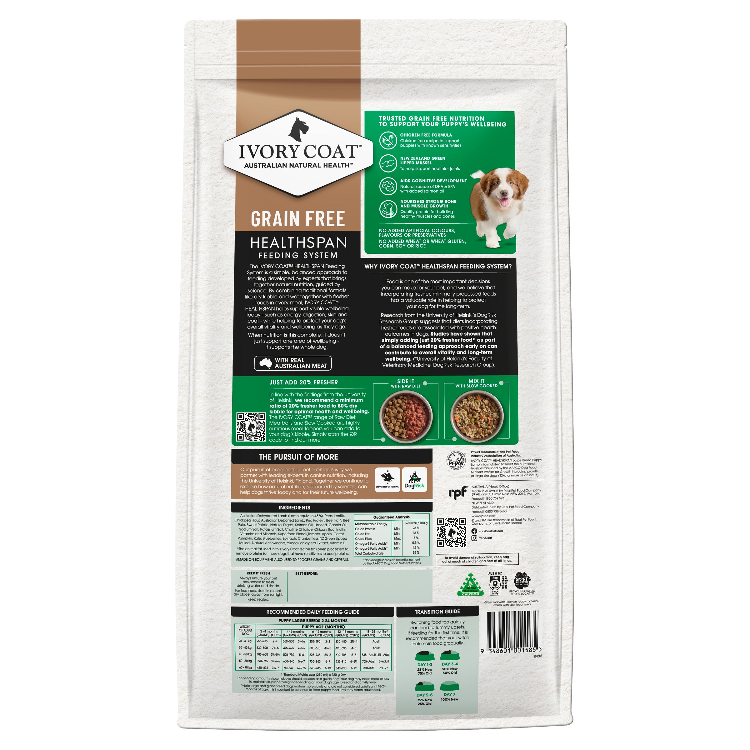 IVORY COAT Grain Free Large Breed Dry Puppy Food Lamb 13kg
