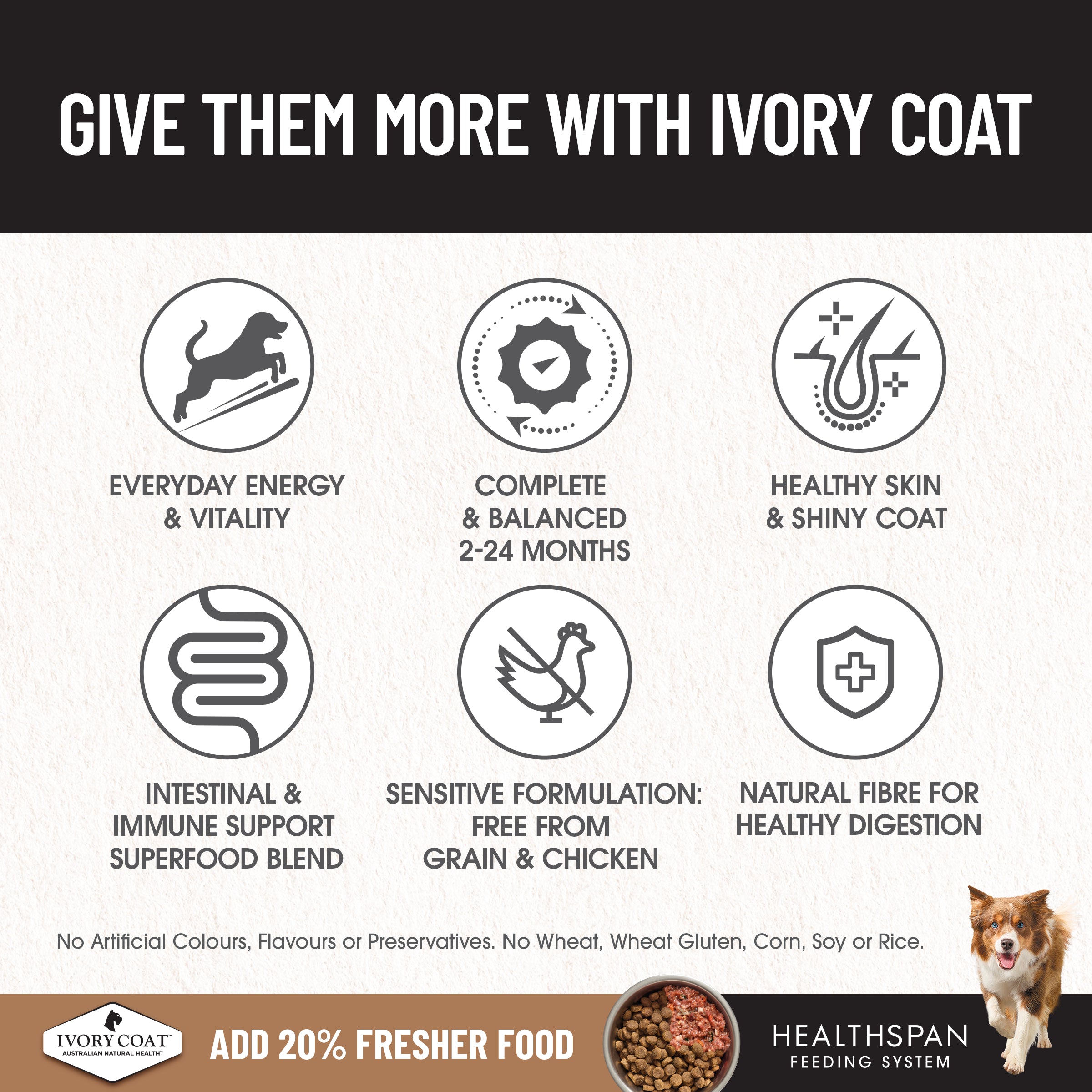 IVORY COAT Grain Free Large Breed Dry Puppy Food Lamb 13kg