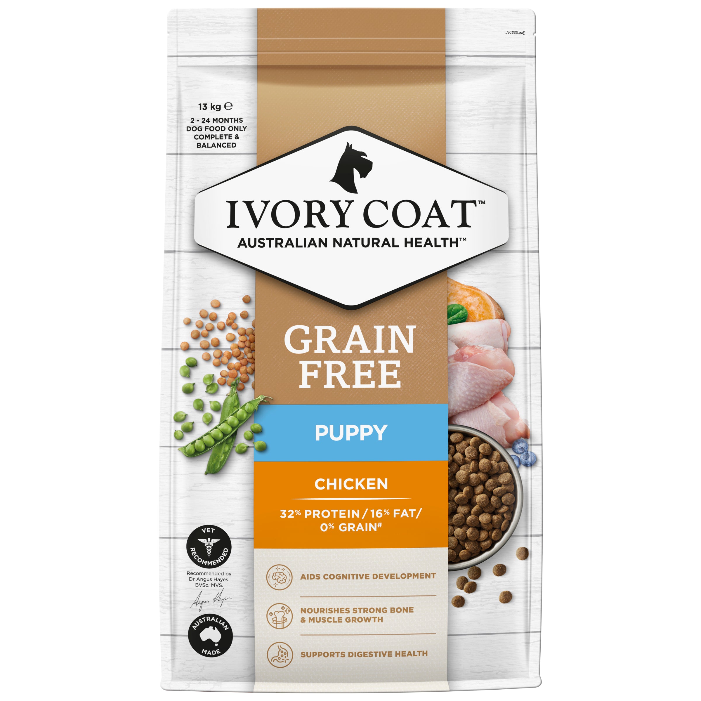 IVORY COAT Grain Free Dry Puppy Food Chicken 13kg