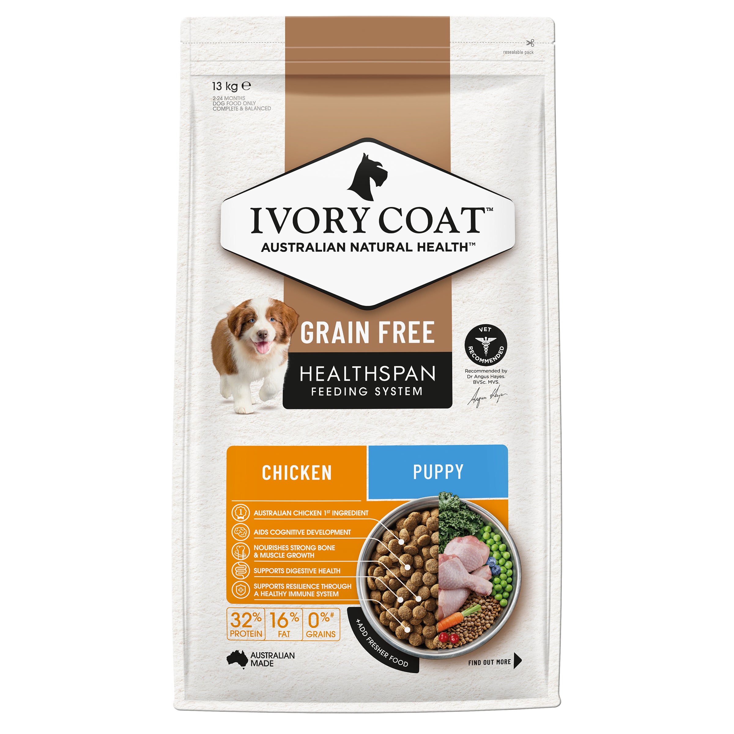 IVORY COAT Grain Free Dry Puppy Food Chicken 13kg