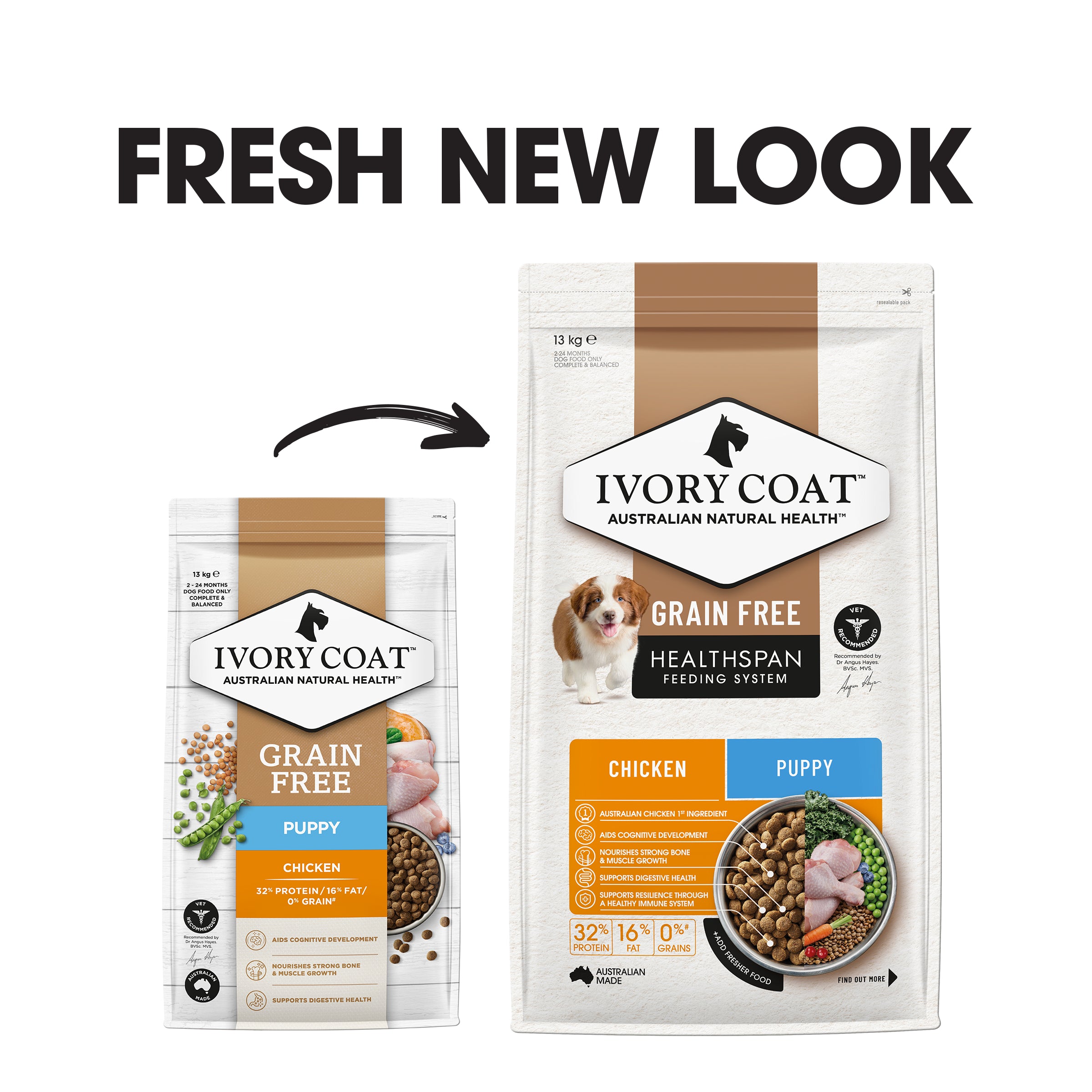 IVORY COAT Grain Free Dry Puppy Food Chicken 13kg