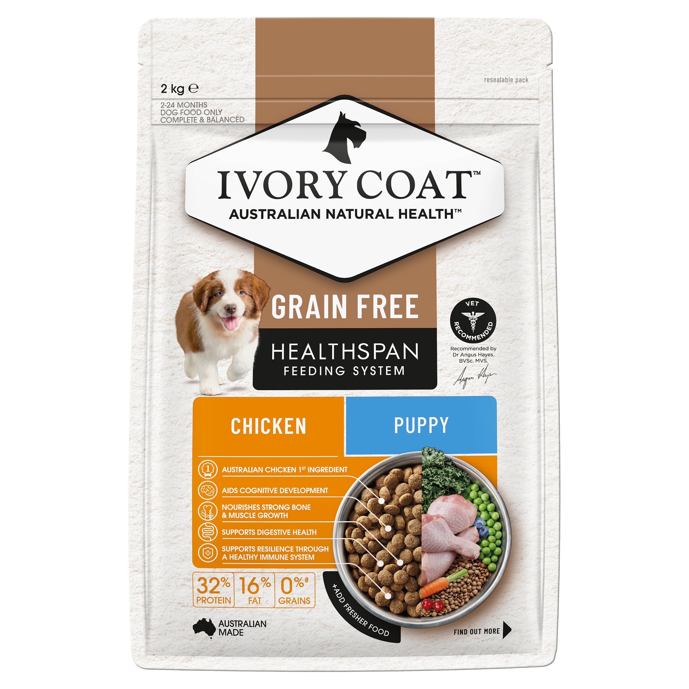 IVORY COAT Grain Free Dry Puppy Food Chicken 2kg