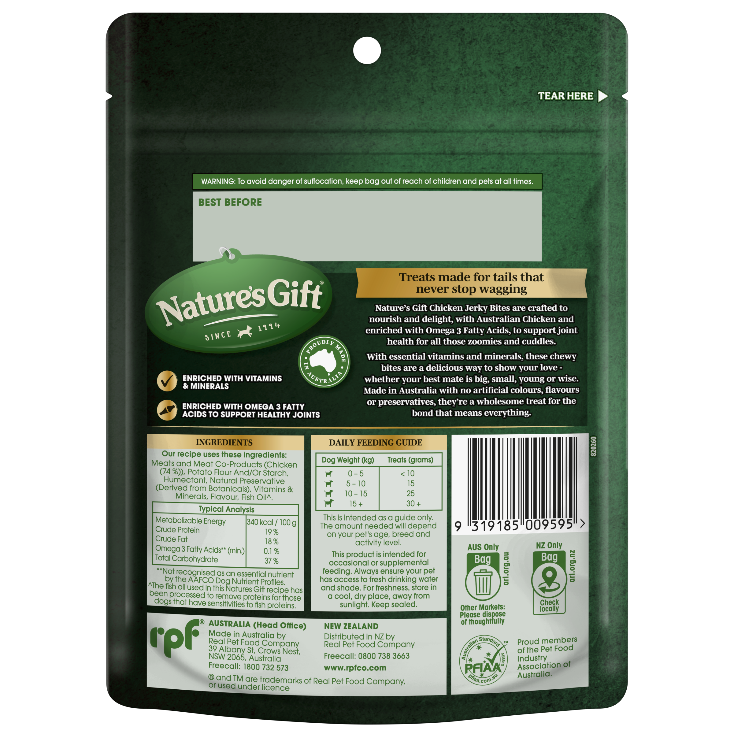 Nature's Gift Chicken Jerky Bites 150g
