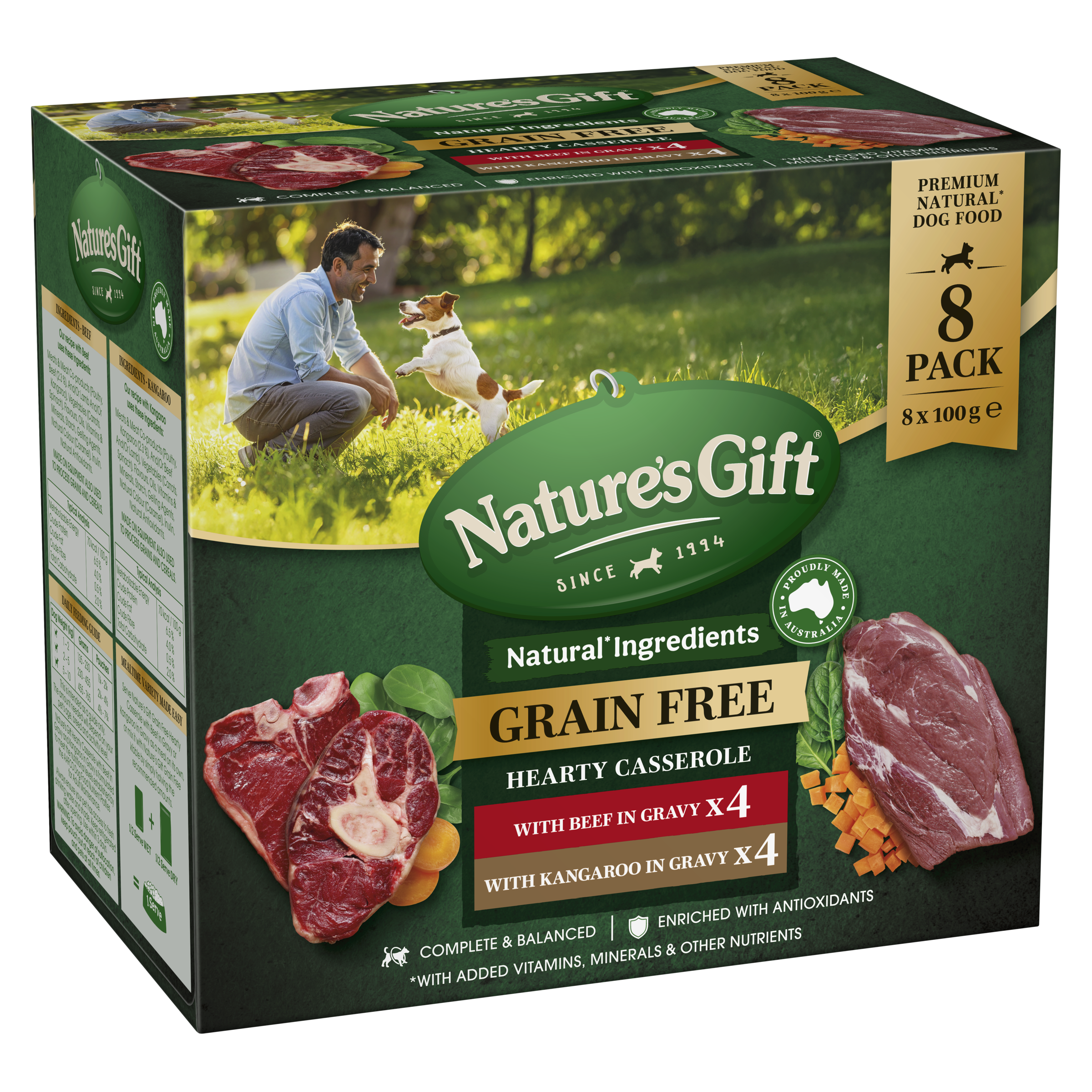 Nature's Gift Hearty Casserole in Gravy with Beef & with Kangaroo 8x100g