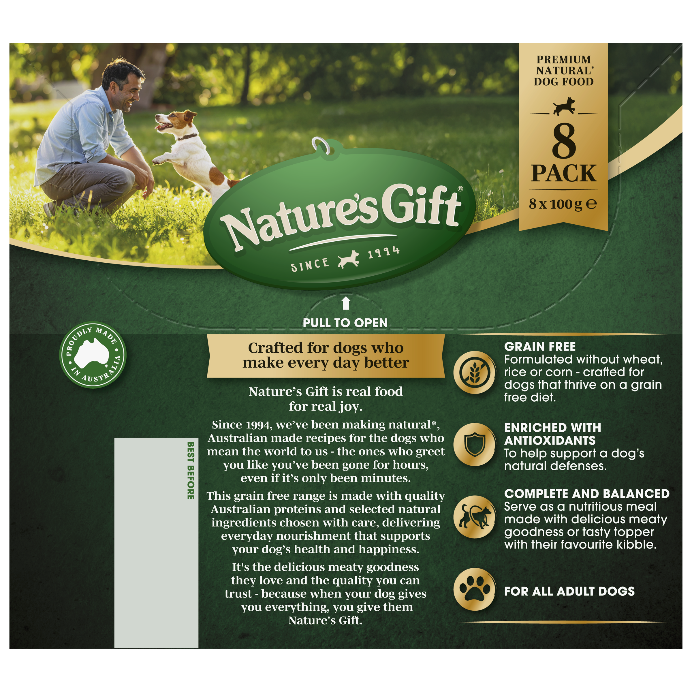 Nature's Gift Hearty Casserole in Gravy with Beef & with Kangaroo 8x100g