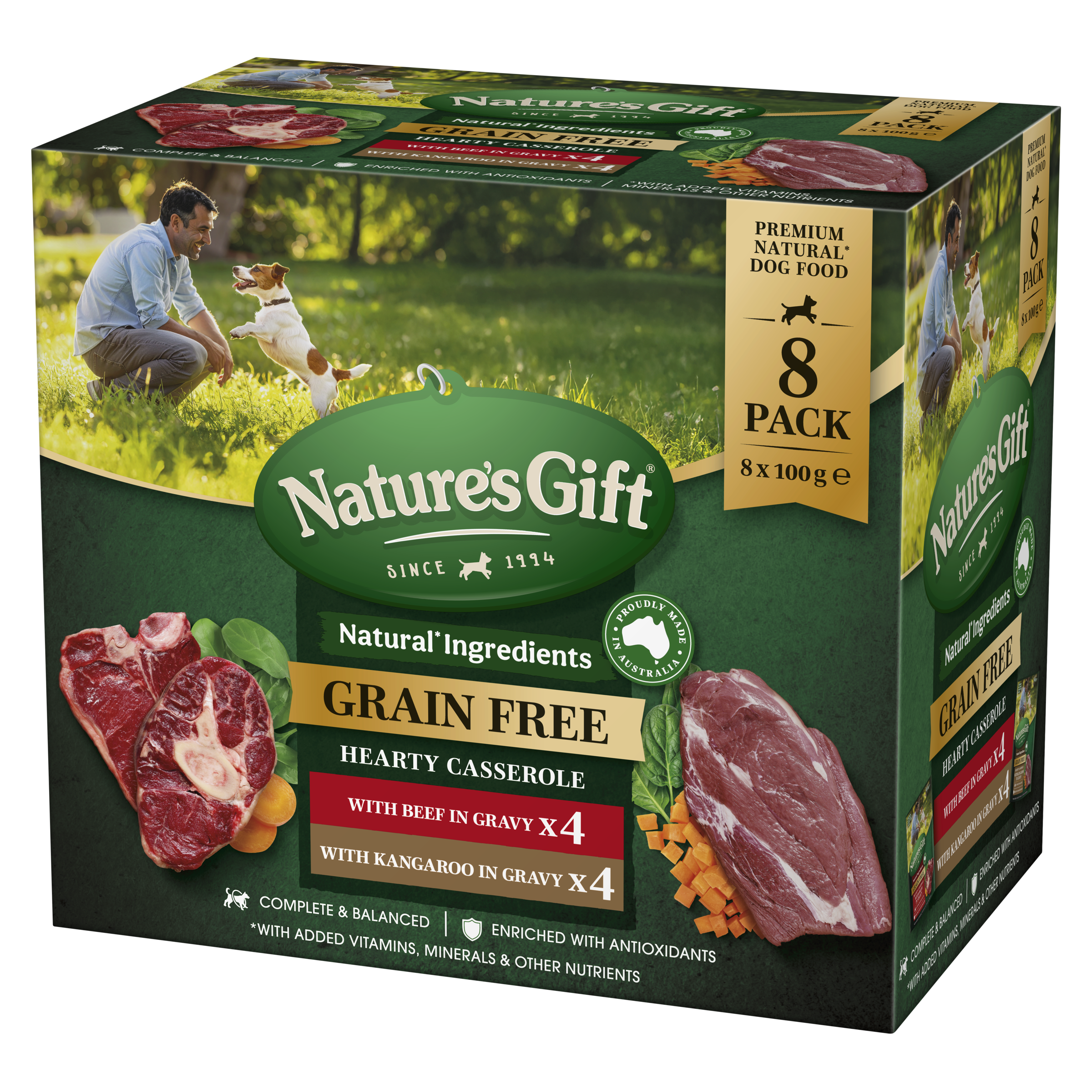Nature's Gift Hearty Casserole in Gravy with Beef & with Kangaroo 8x100g