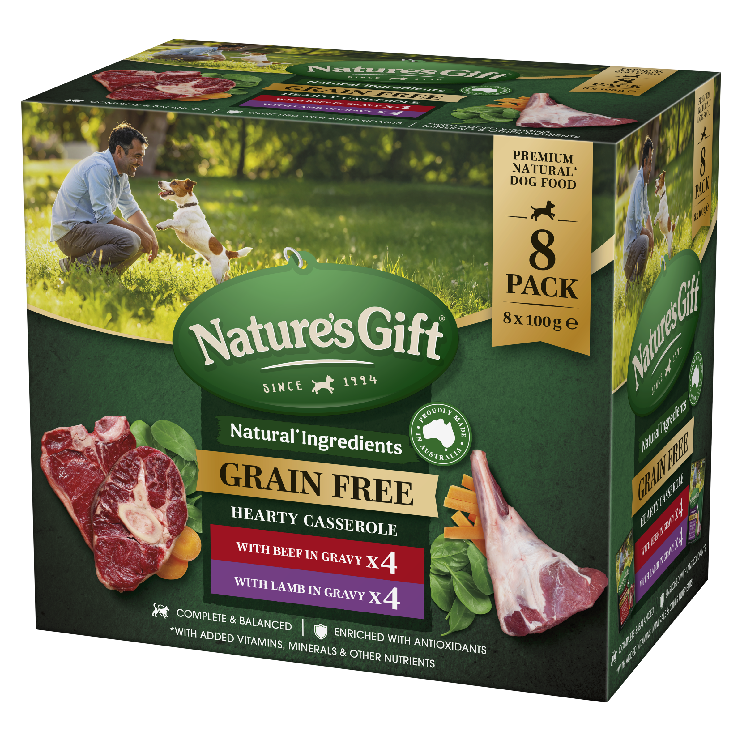 Nature's Gift Hearty Casserole in Gravy with Beef & with Lamb 8x100g