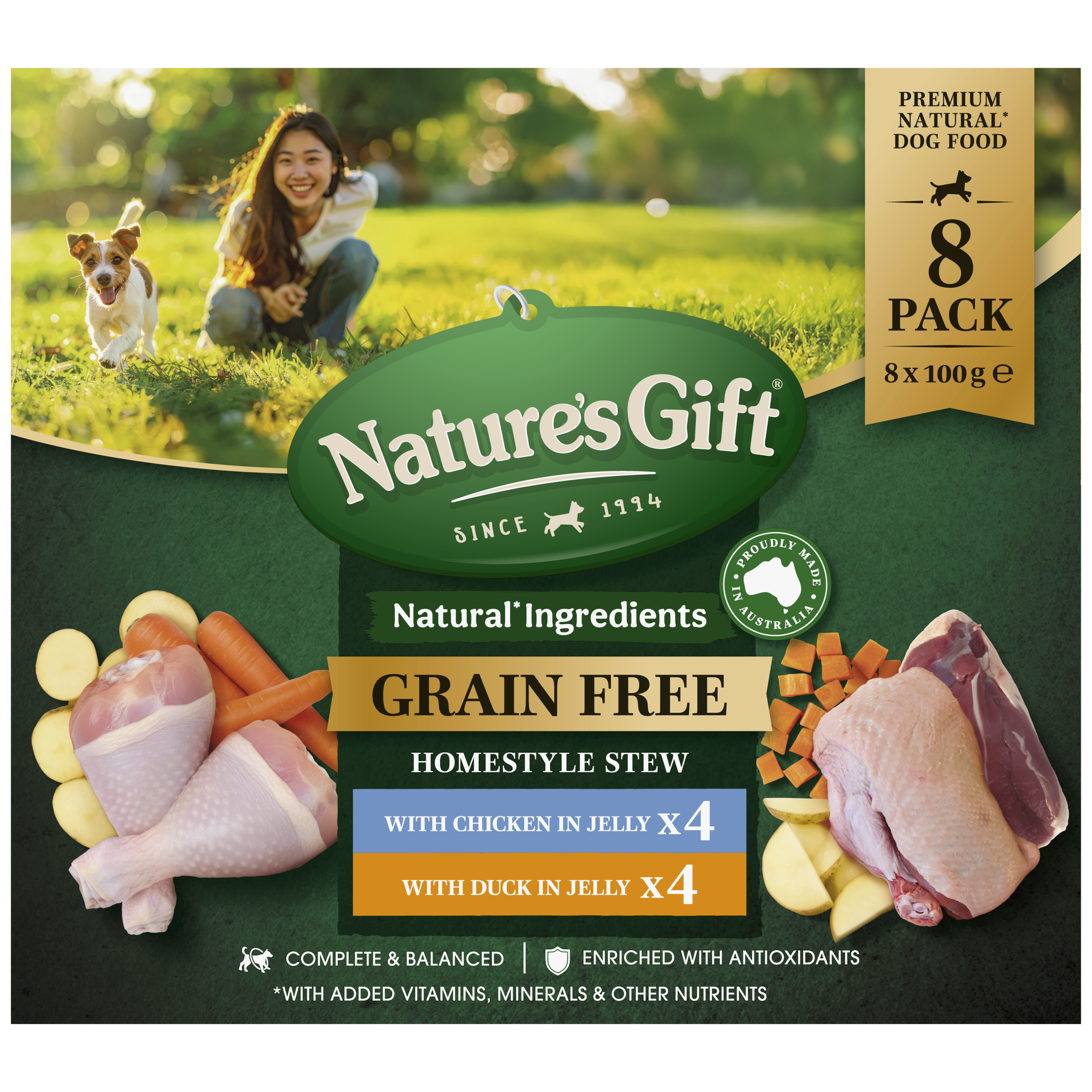 Nature's Gift Homestyle Stew in Jelly with Chicken & With Duck 8x100g