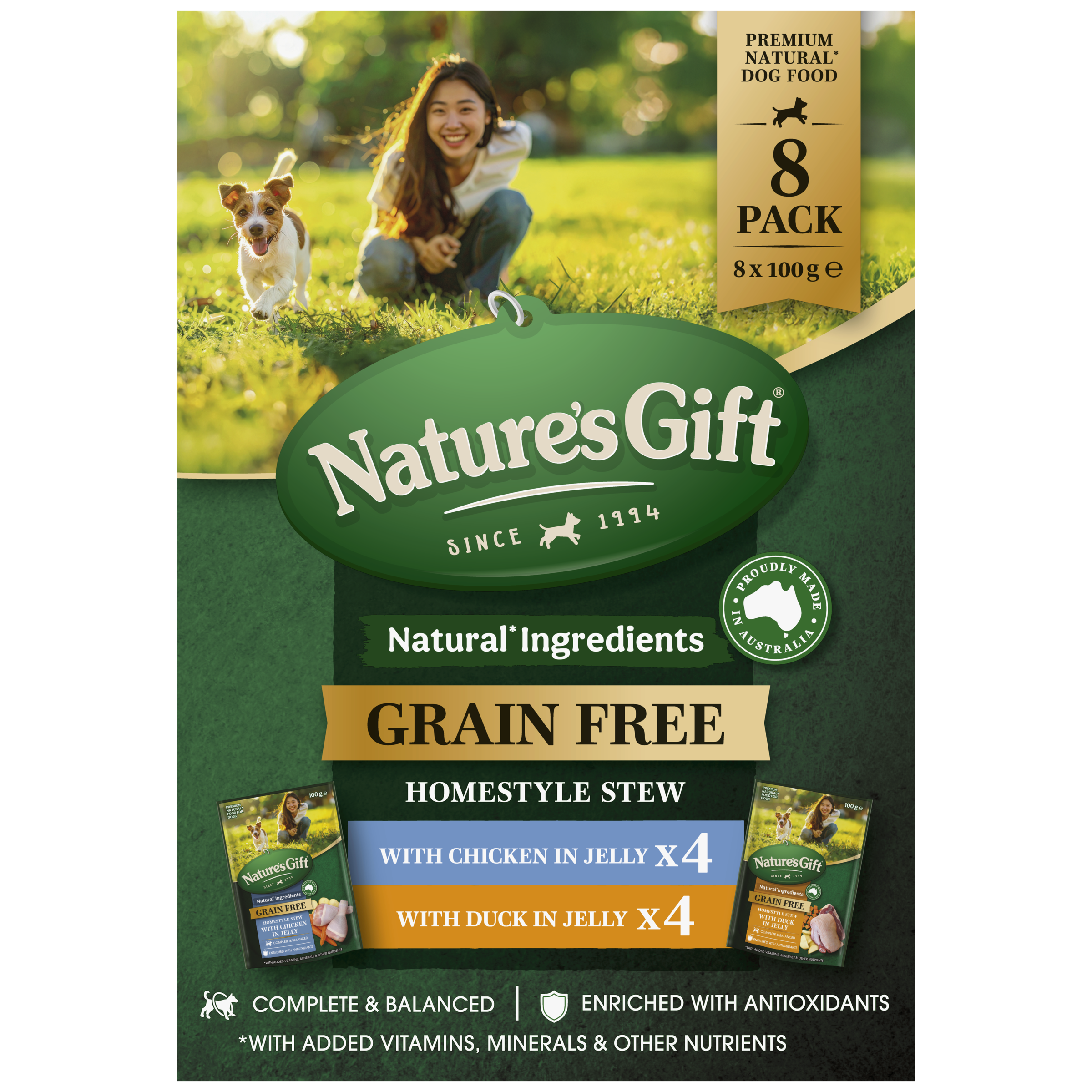 Nature's Gift Homestyle Stew in Jelly with Chicken & With Duck 8x100g