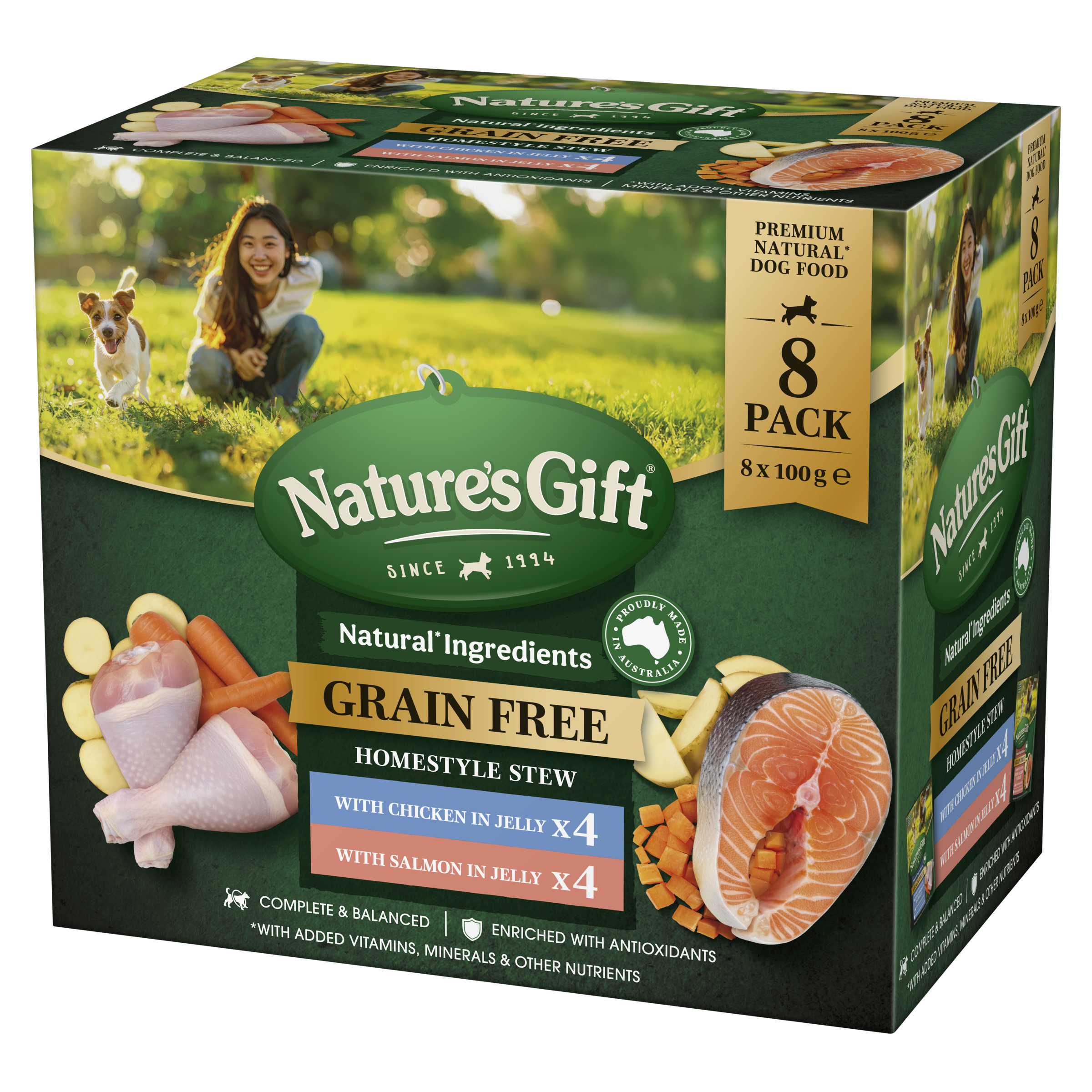 Nature's Gift Homestyle Stew in Jelly with Chicken & With Salmon 8x100g