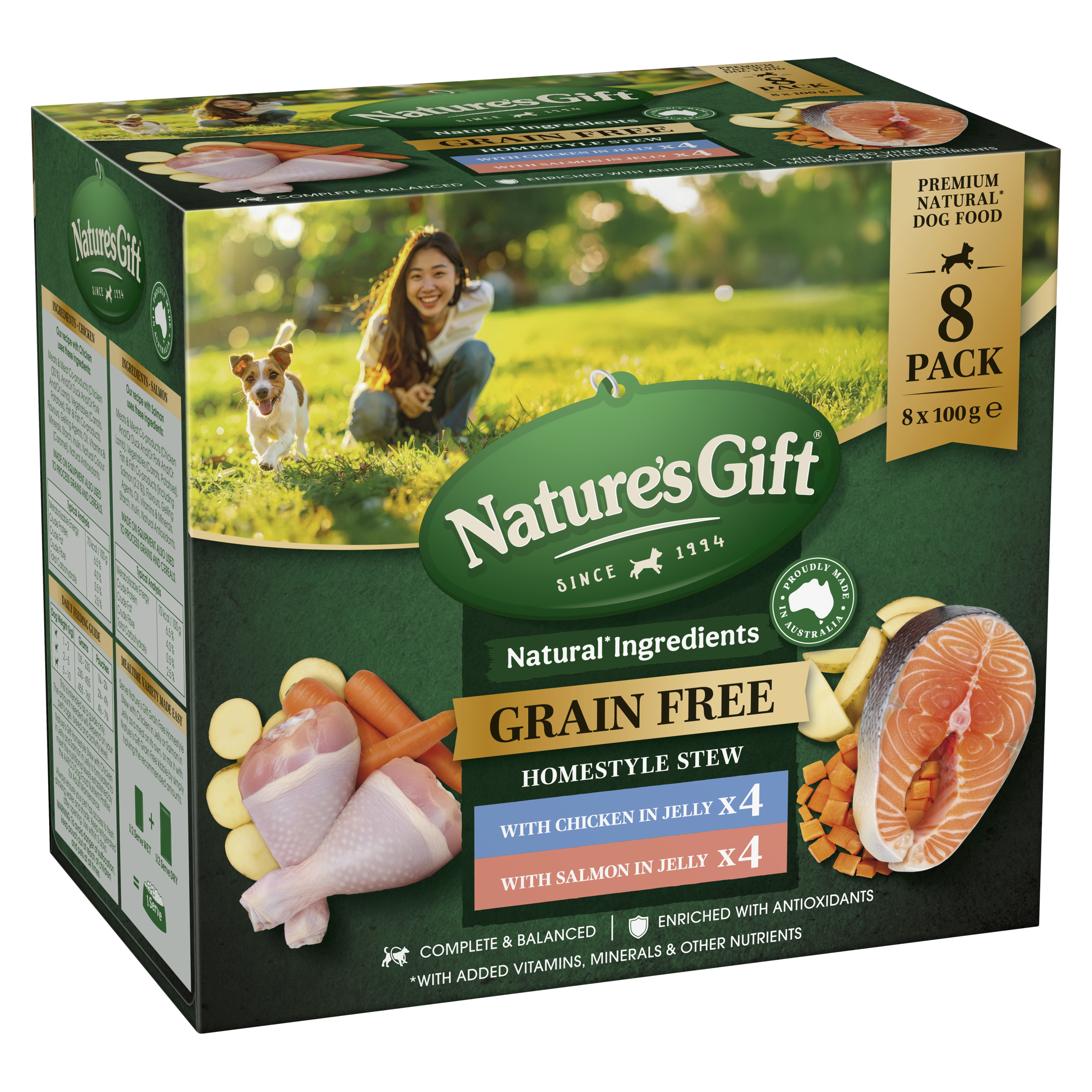 Nature's Gift Homestyle Stew in Jelly with Chicken & With Salmon 8x100g