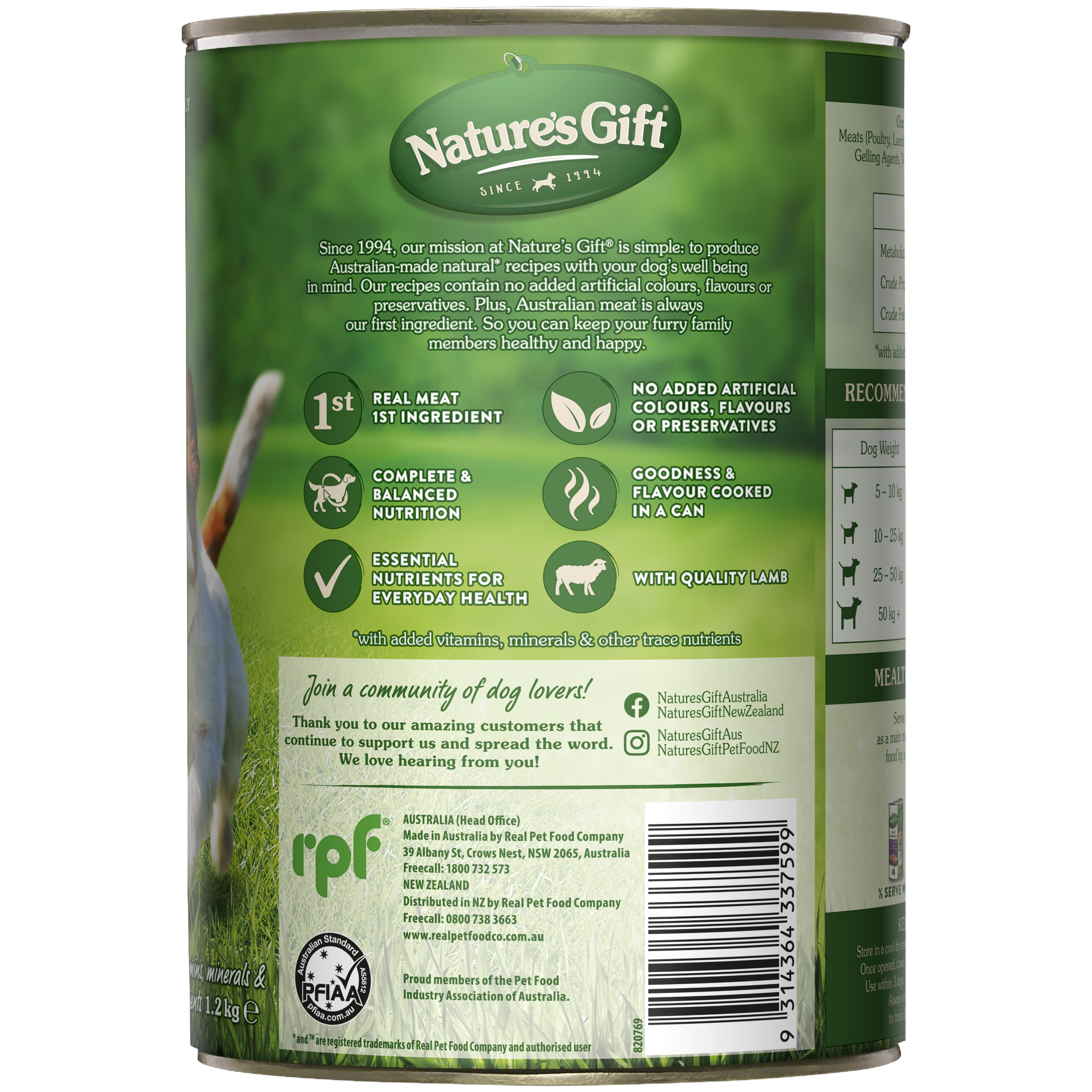 Nature's Gift Loaf with Lamb & Pasta Adult Wet Dog Food 1.2kg