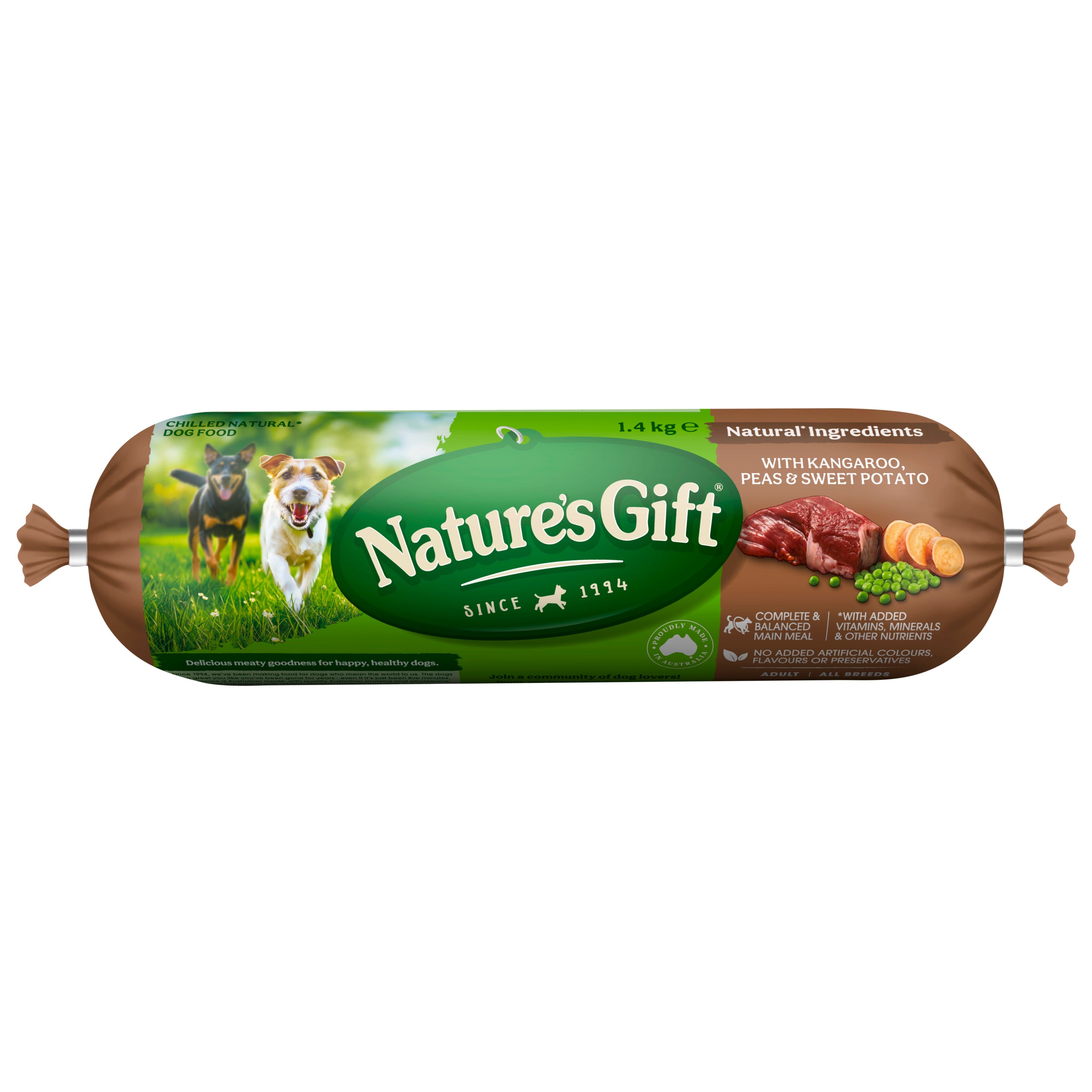 Nature's Gift Fresh Dog Roll with Kangaroo, Sweet Potato & Peas 1.4kg