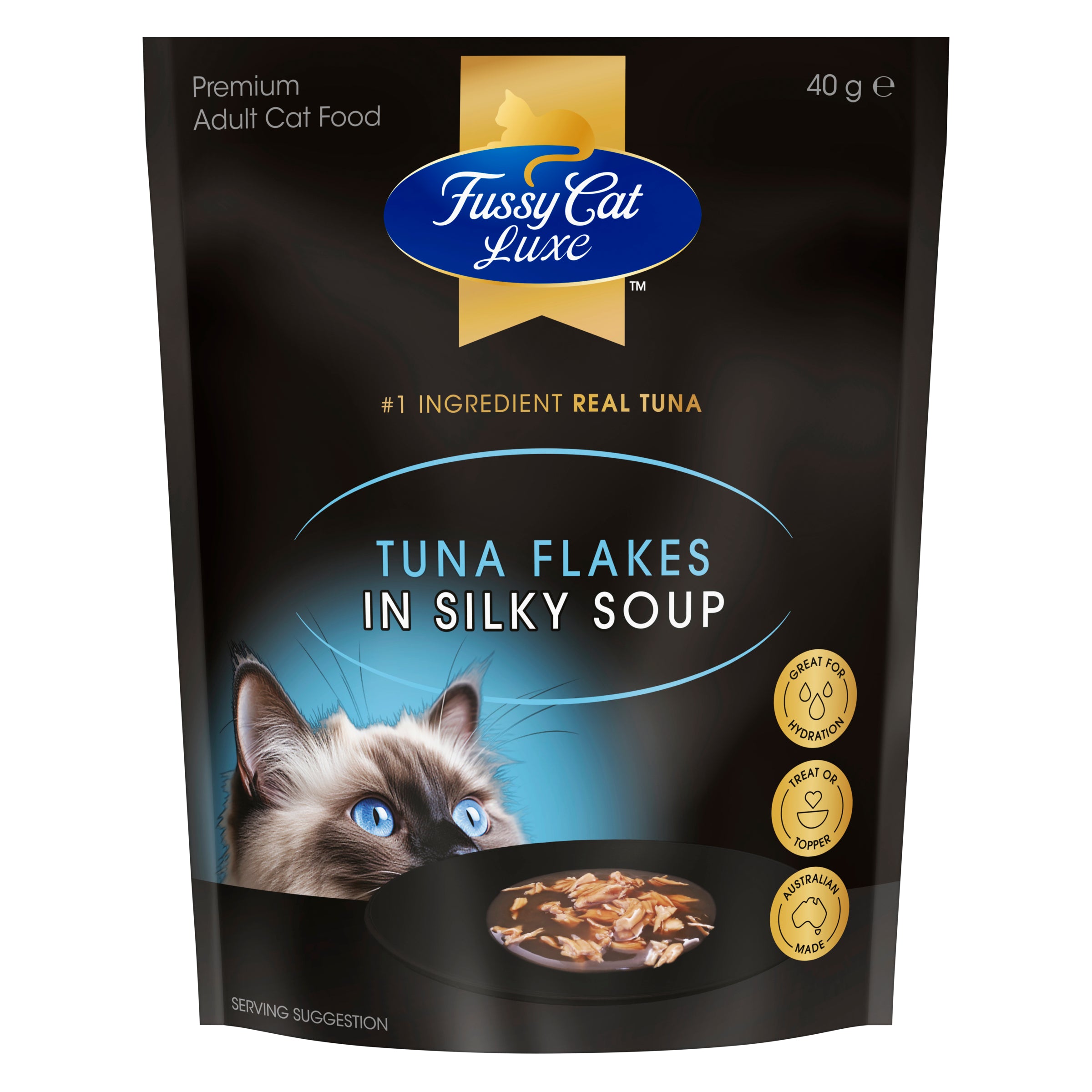 Fussy Cat Luxe Tuna Flakes in Silky Soup 40g